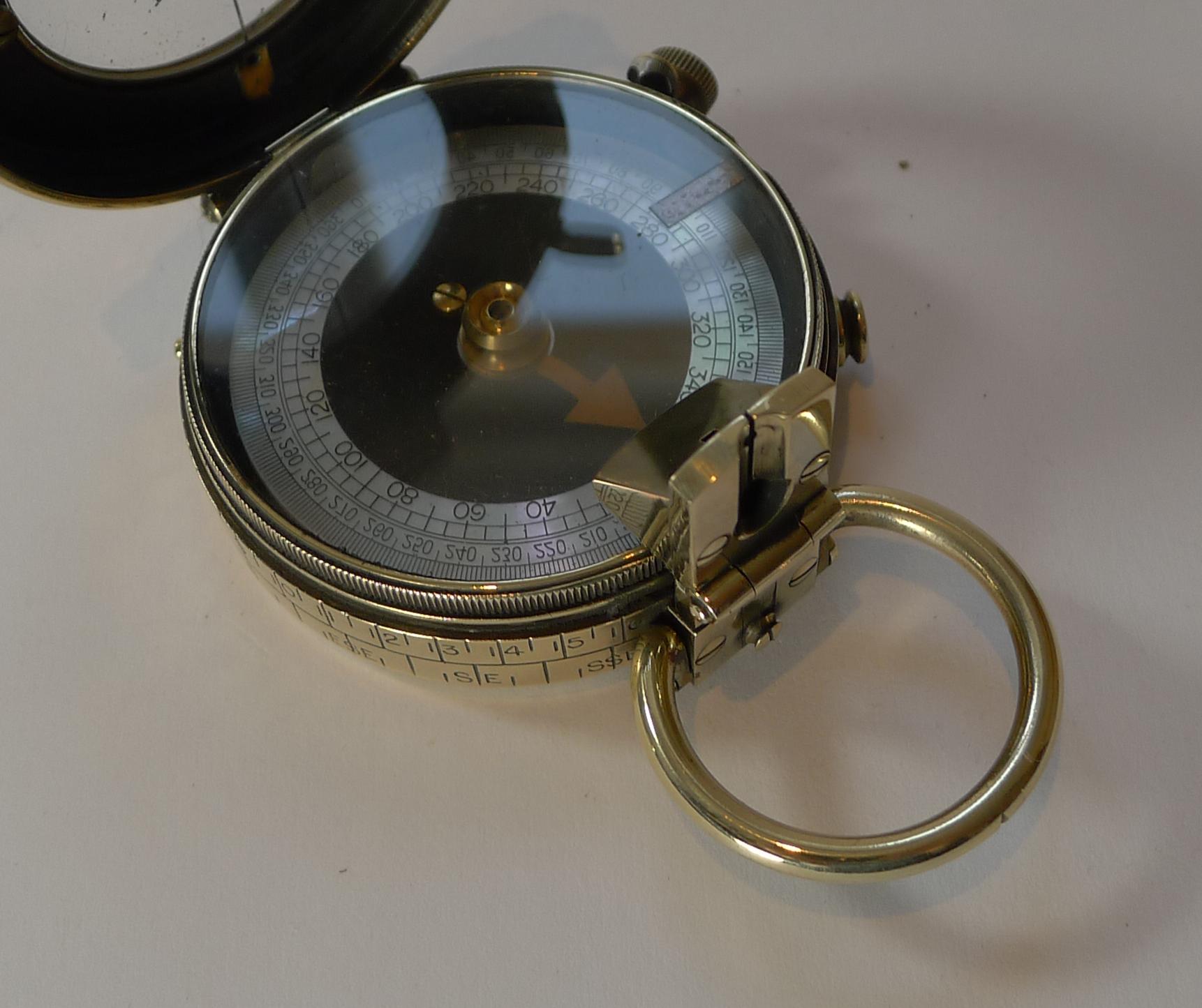 Early 20th Century WWI 1917 British Army Officer's Compass, Verner's Patent MK VIII by French Ltd