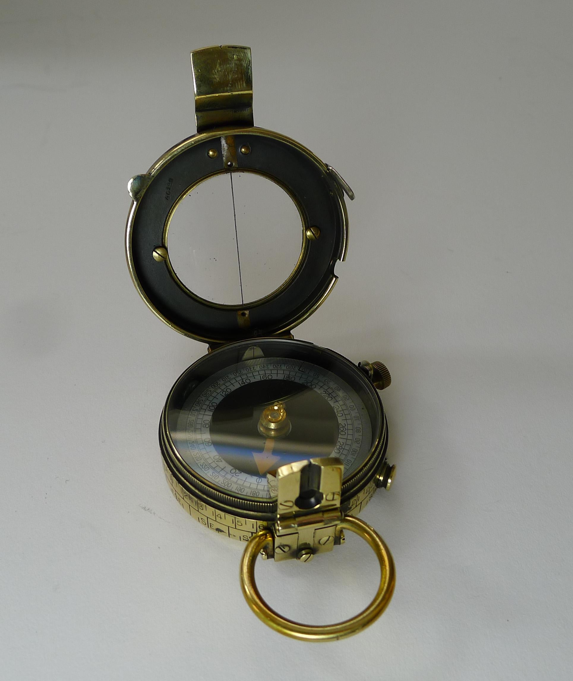 Early 20th Century WWI 1917 British Army Officer's Compass, Verner's Patent Mk viii by French Ltd