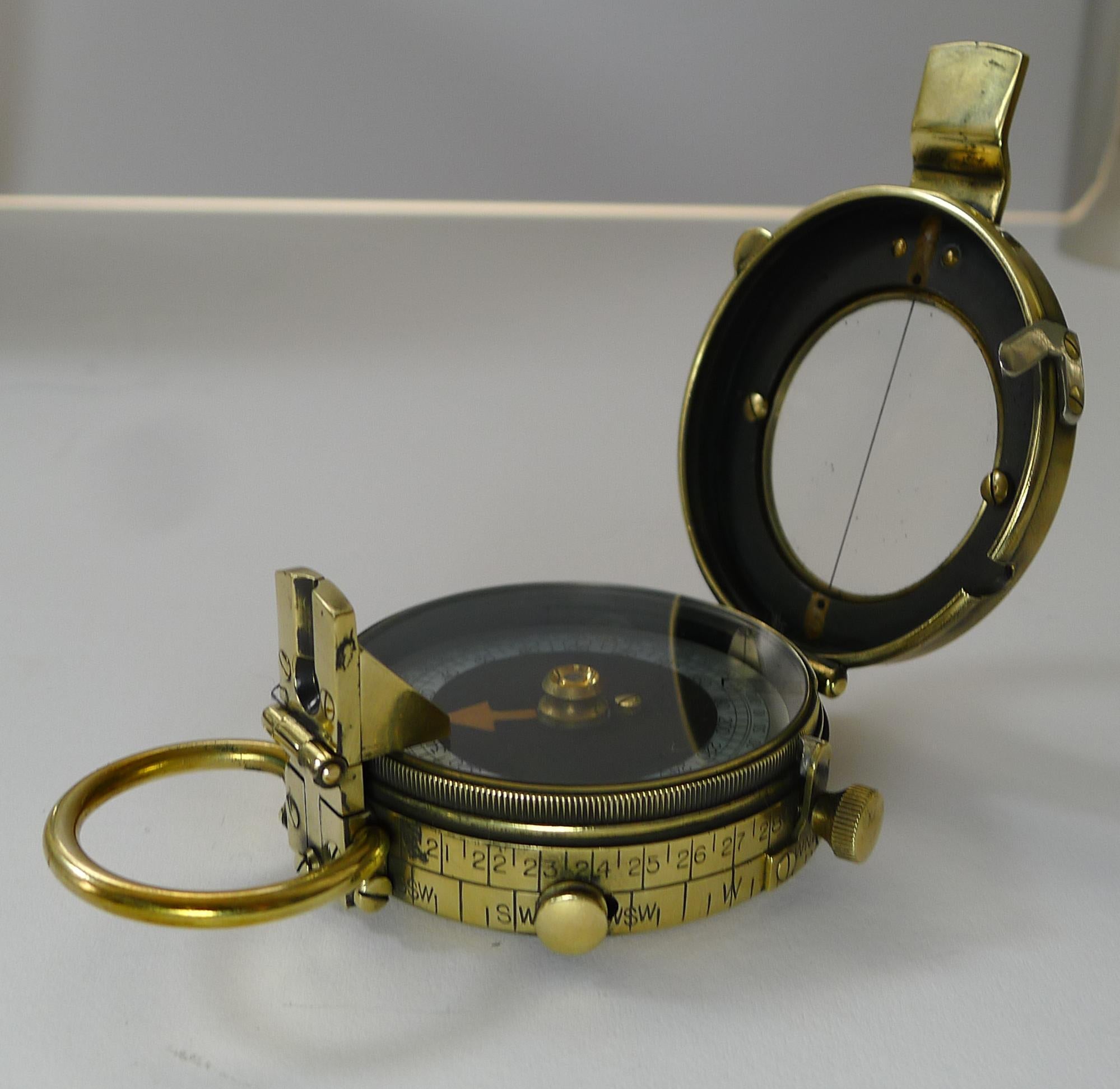 Brass WWI 1917 British Army Officer's Compass, Verner's Patent Mk viii by French Ltd