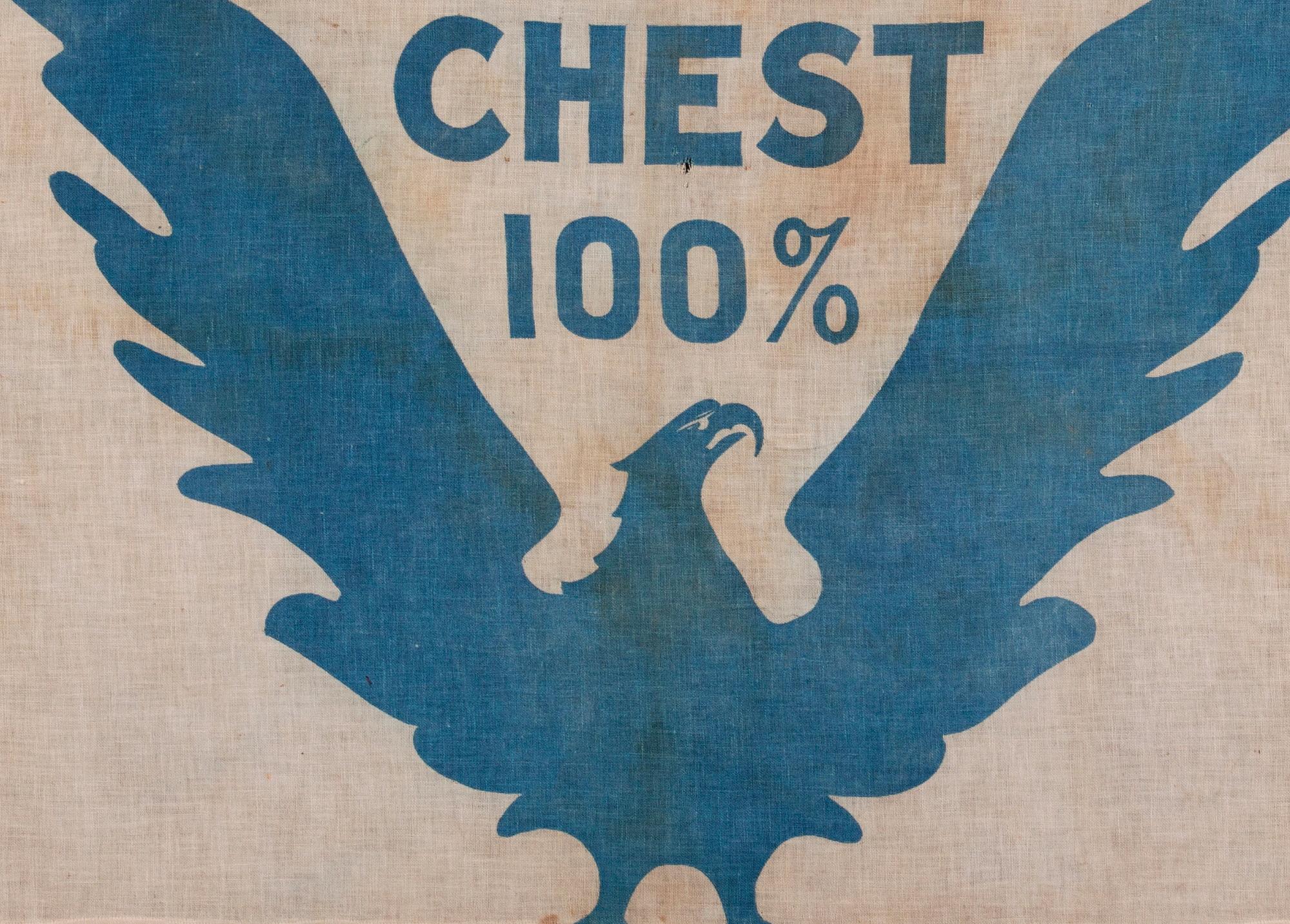 WWI Bond Drive Flag, With Prussian Blue Eagle, ca 1919 In Good Condition For Sale In York County, PA
