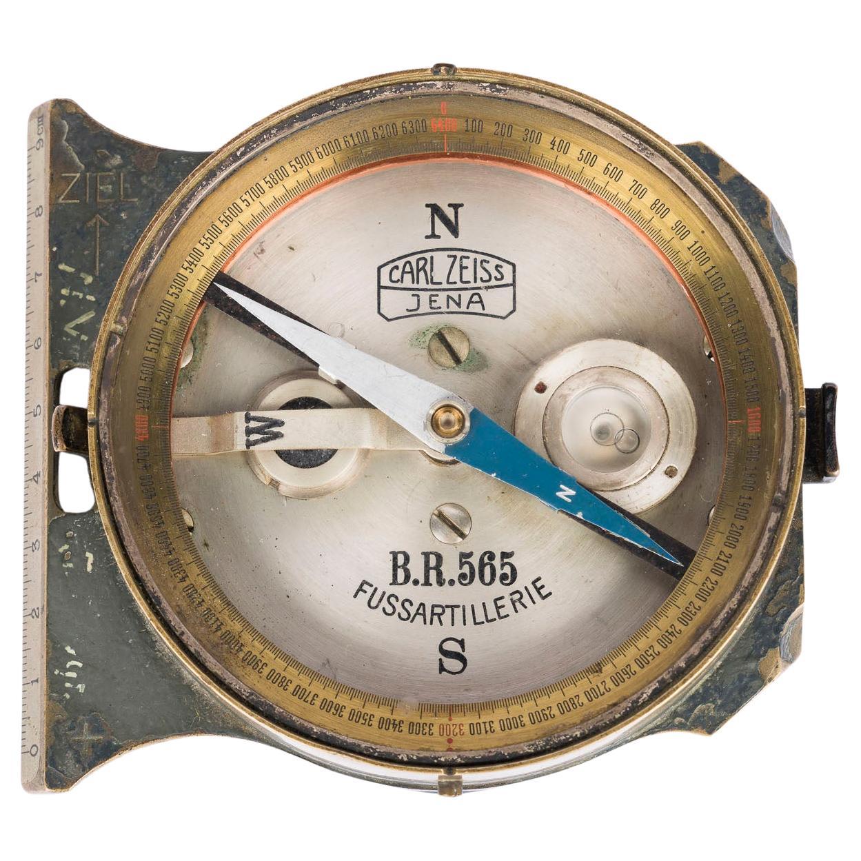 WWI brass Carl Zeiss Jena "Fussartillerie" artillery compass For Sale