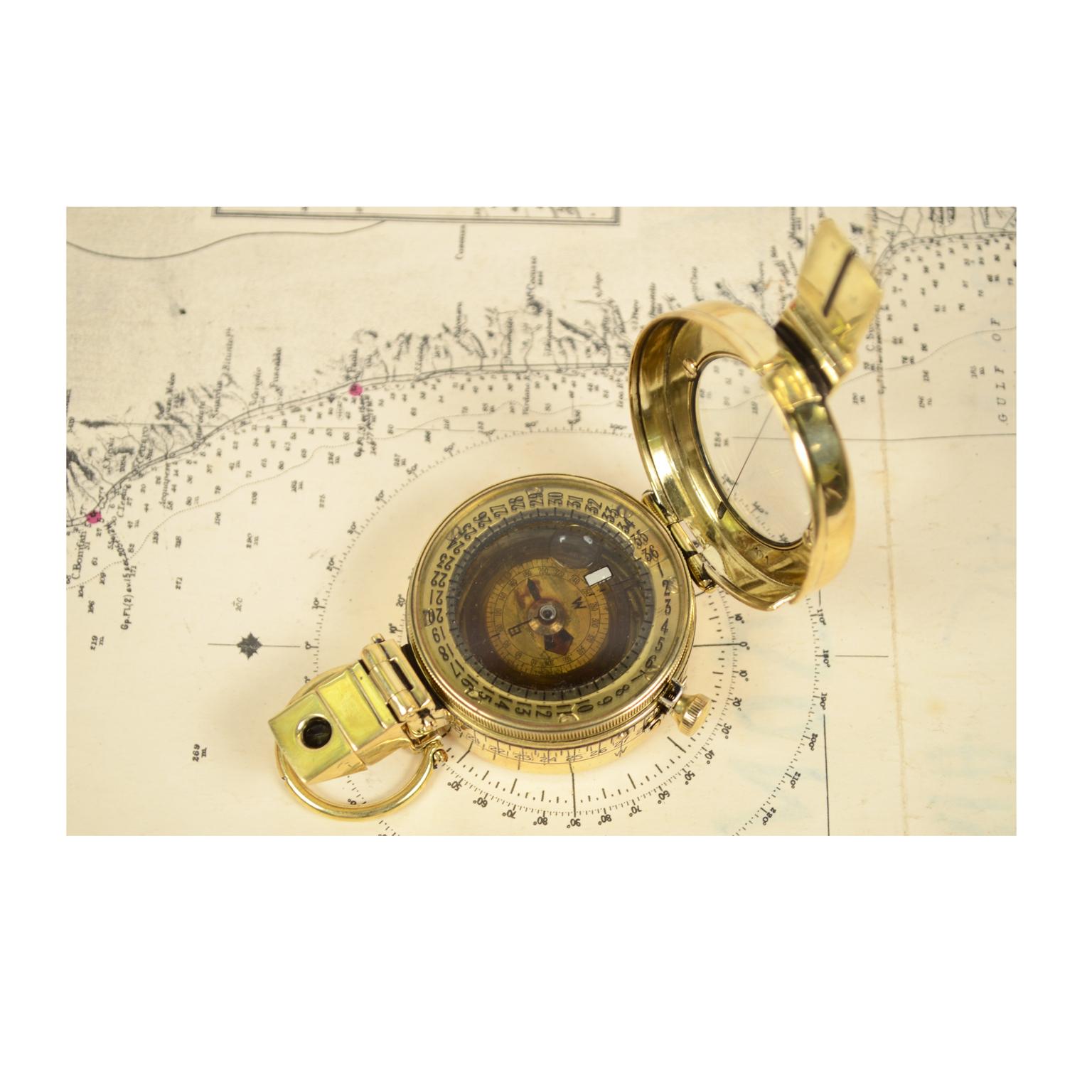 Early 20th Century WWI Brass Compass Used by the British Army Officers