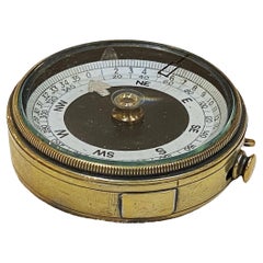 Bussola da tasca militare britannica della prima guerra mondiale in ottone con custodia originale in pelle