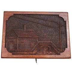 WWI Carved Russian Wood Box Dated 1916