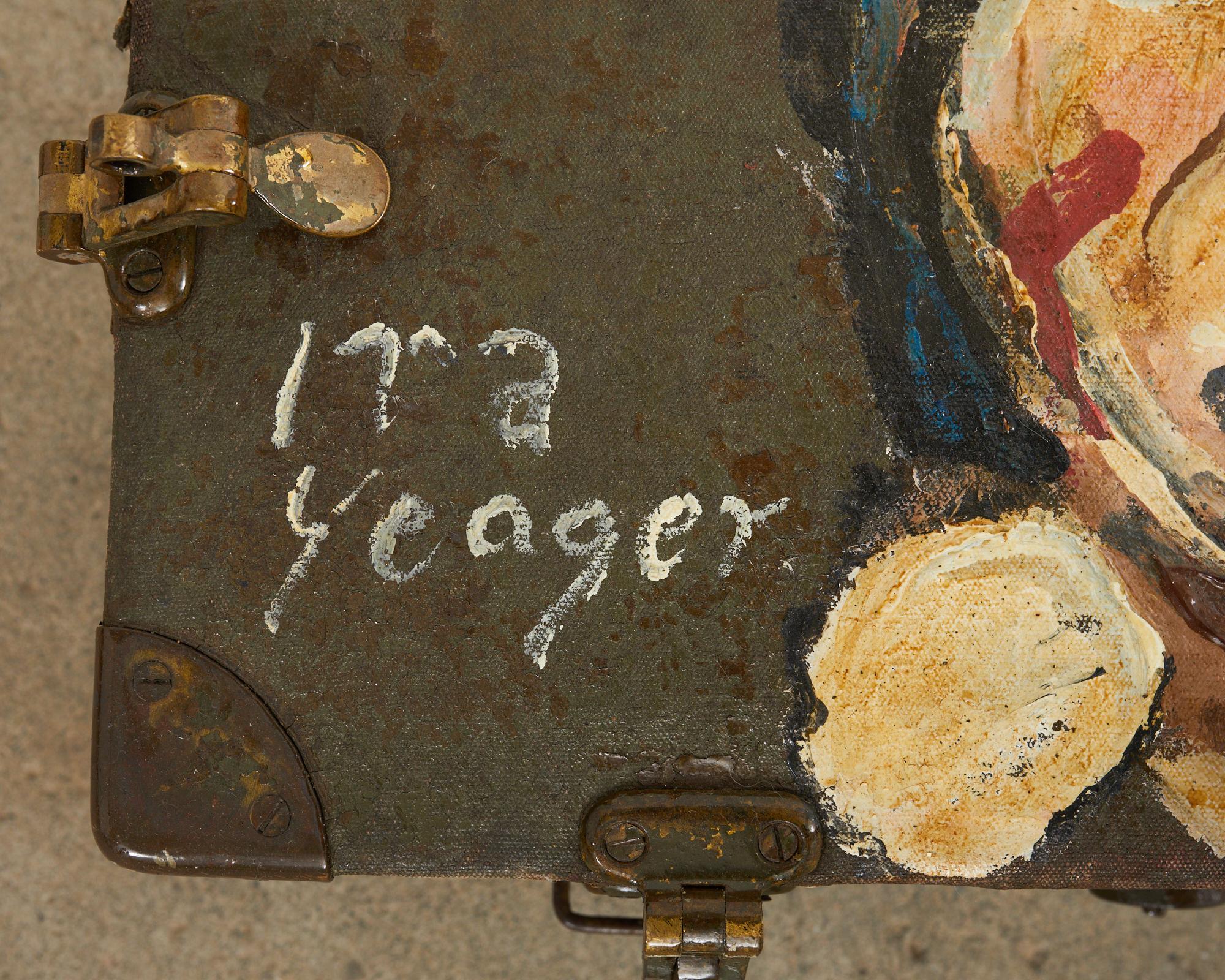 WWI Era Military Trunk Painted by Artist Ira Yeager For Sale 5