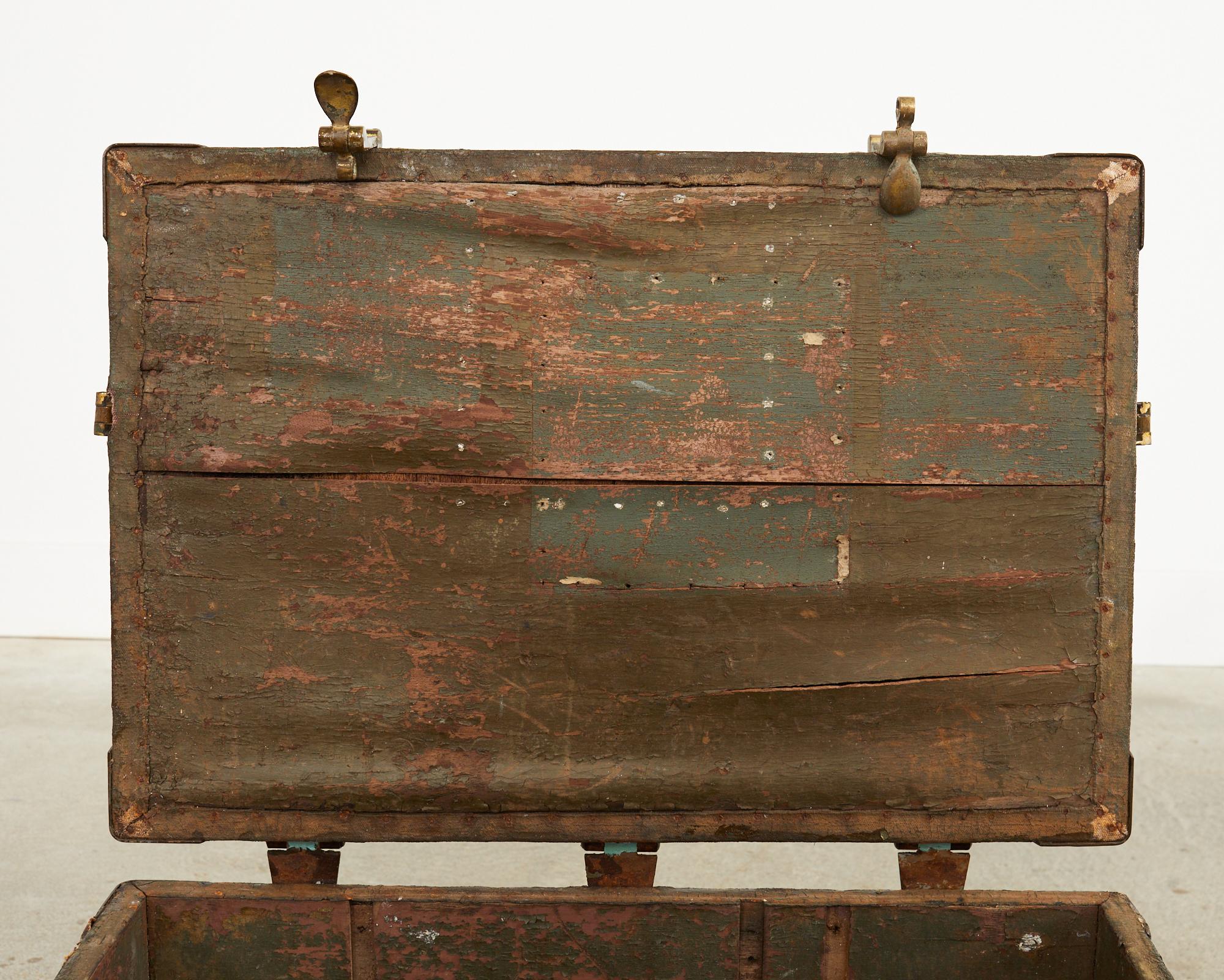 WWI Era Military Trunk Painted by Artist Ira Yeager For Sale 7