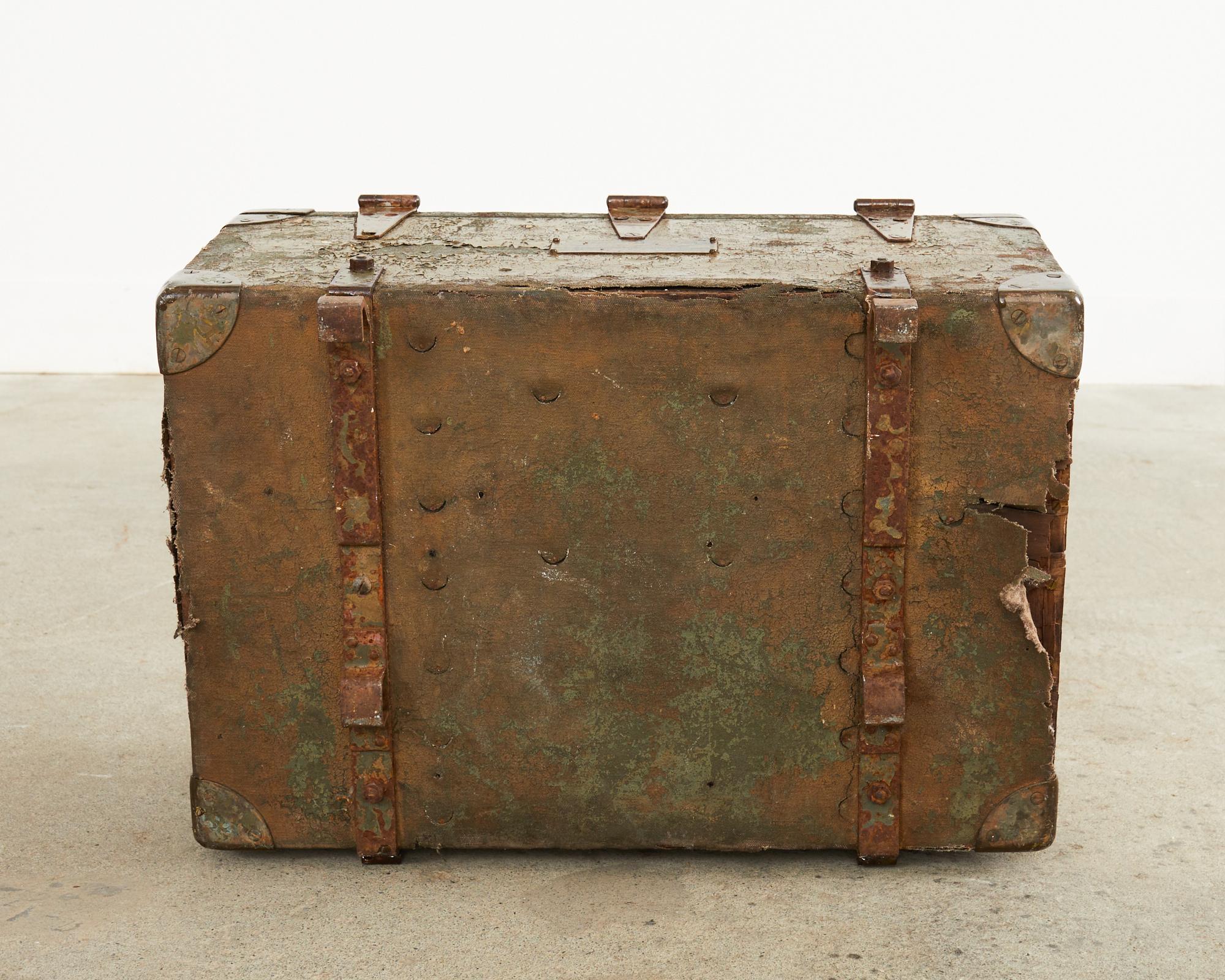 WWI Era Military Trunk Painted by Artist Ira Yeager For Sale 11