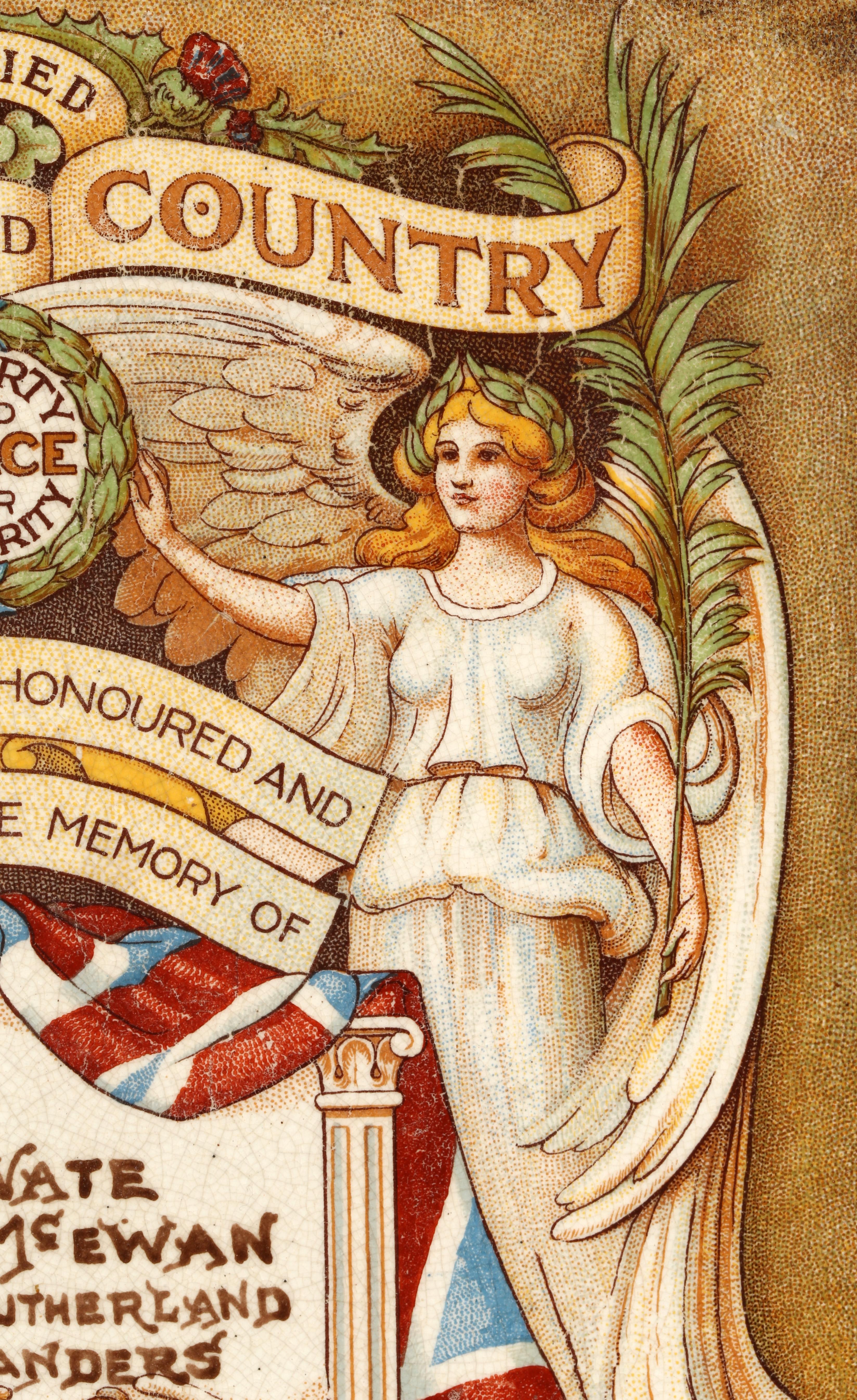 Art Deco WWI Framed Memorial Death Tile 1917 Argyll & Sutherland Highlanders For Sale