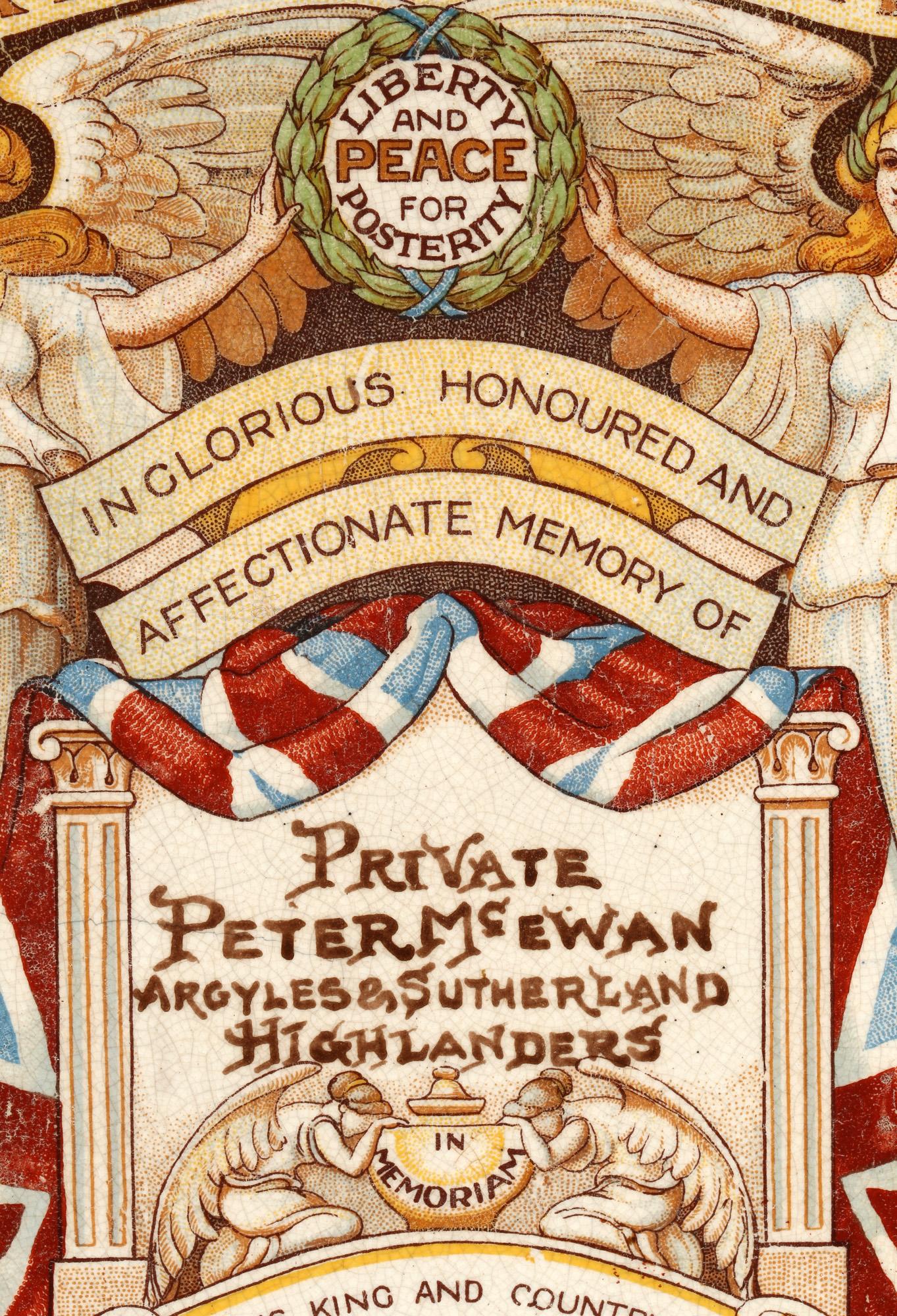 Other WWI Framed Memorial Death Tile 1917 Argyll & Sutherland Highlanders For Sale