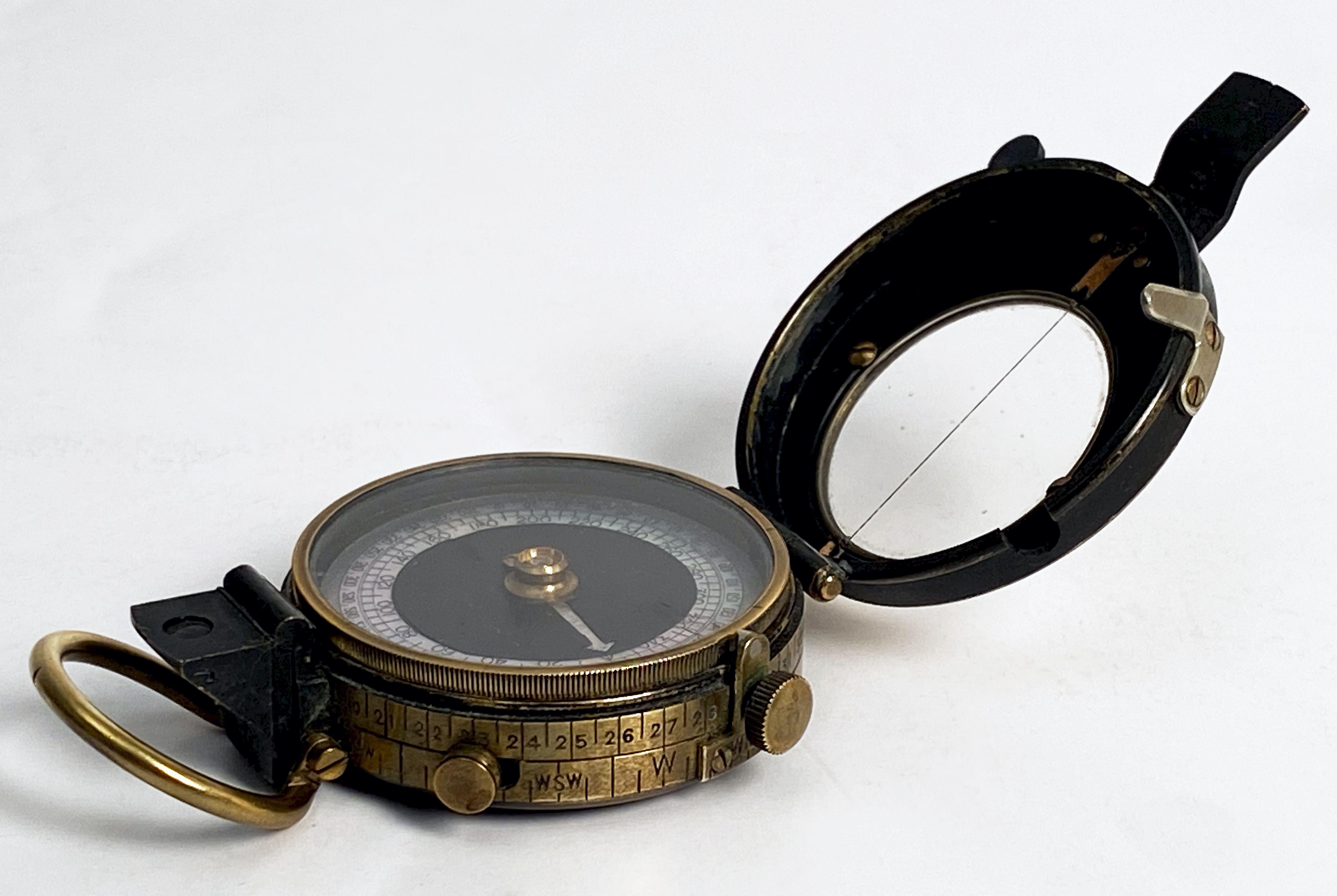 WWI Military Officer's Marching Compass Dated 1918, Verners Patent VIII 1