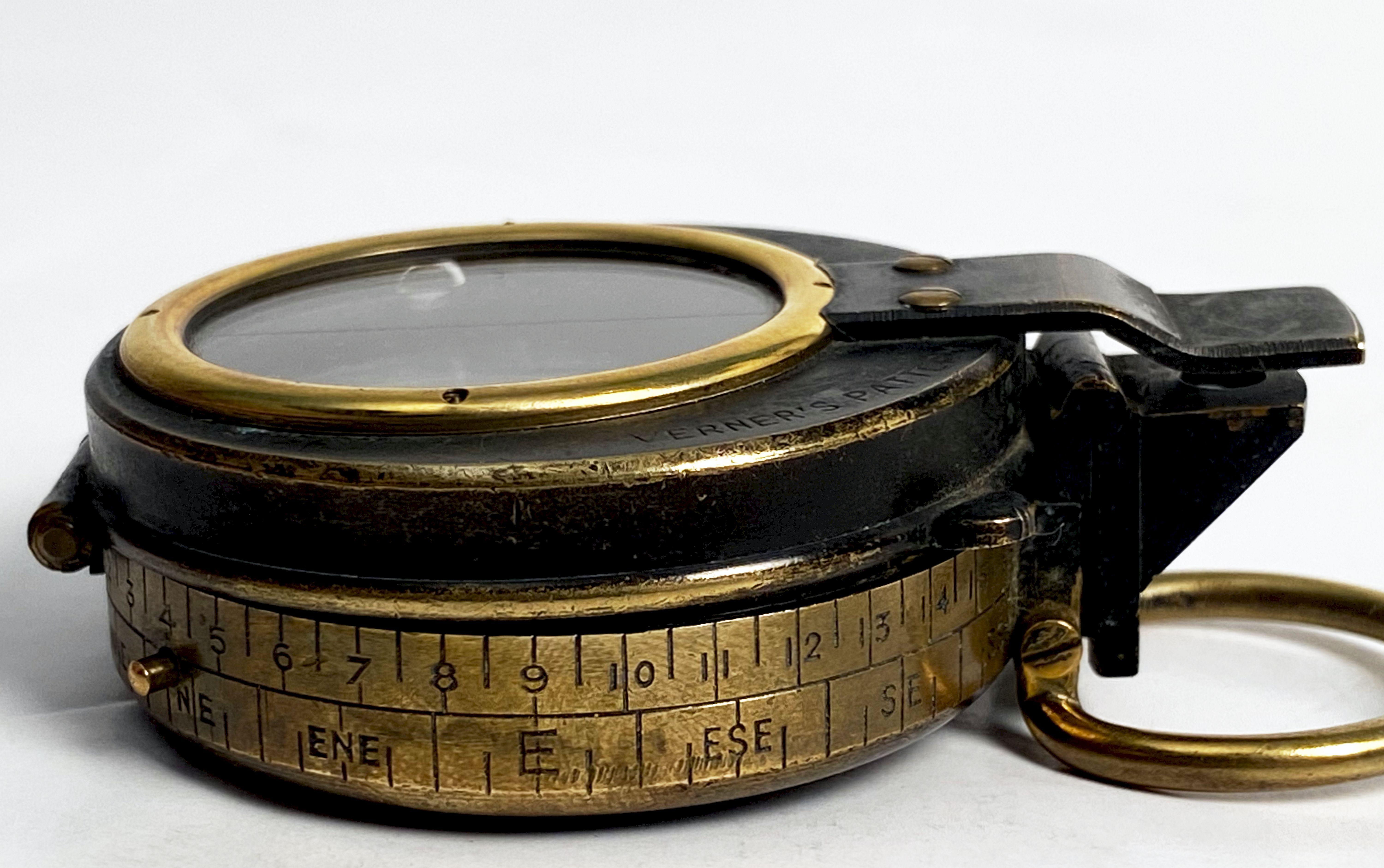 WWI Military Officer's Marching Compass Dated 1918, Verners Patent VIII 8