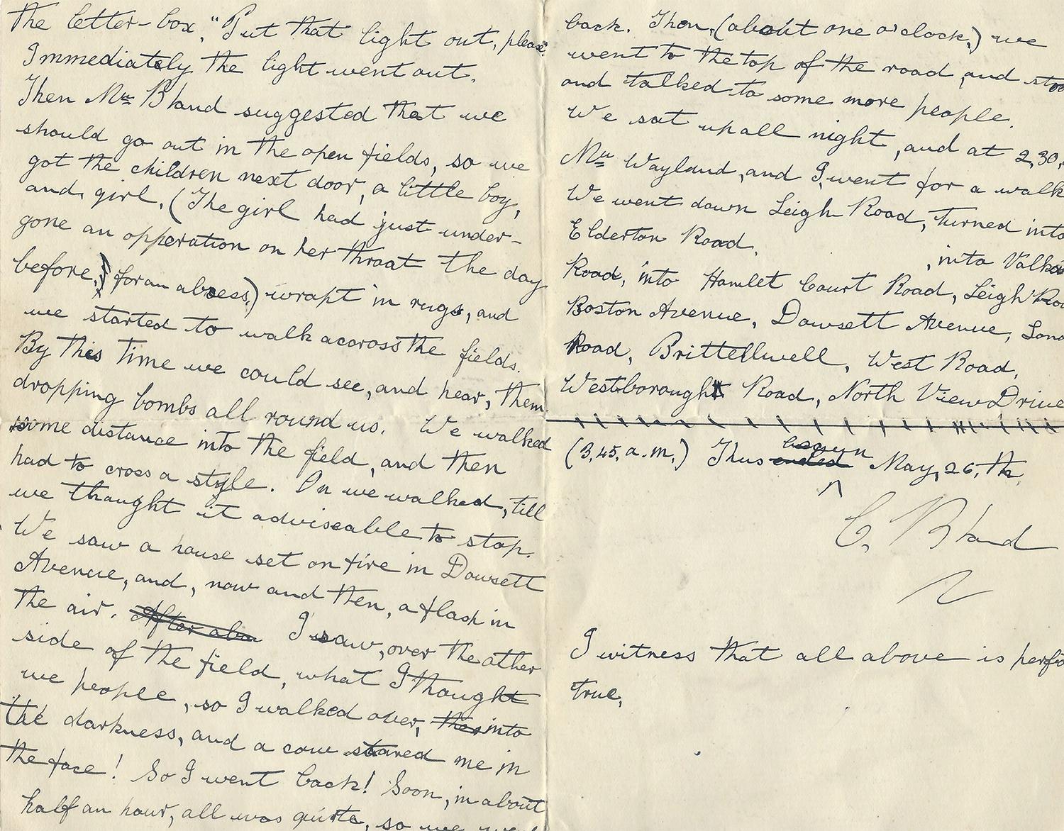 WWI Period Hand-Written Account of May 26th 1916; Relating to Zeppelin Air-Raid For Sale 11