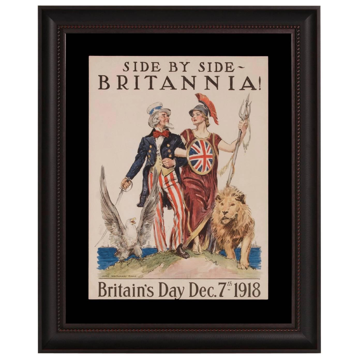 WWI Poster Featuring Uncle Sam and Lady Britania