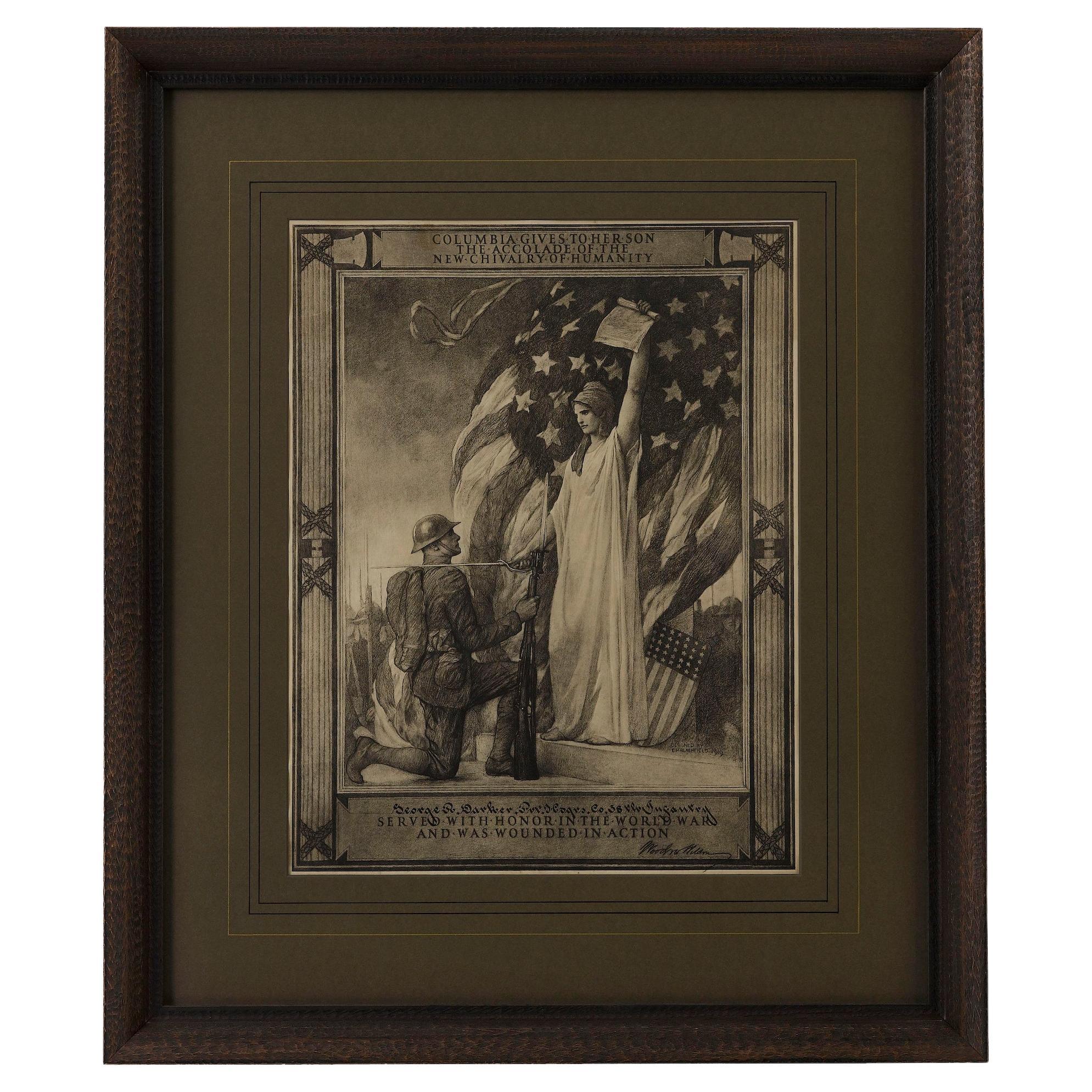 WWI Wound Certificate, Awarded to Pvt. George R. Parker, circa 1919