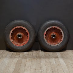 Pair WWII Bomber Airplane Wheels c.1940