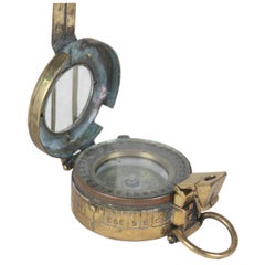 Vintage WWII Brass Pocket Compass, England, 1942