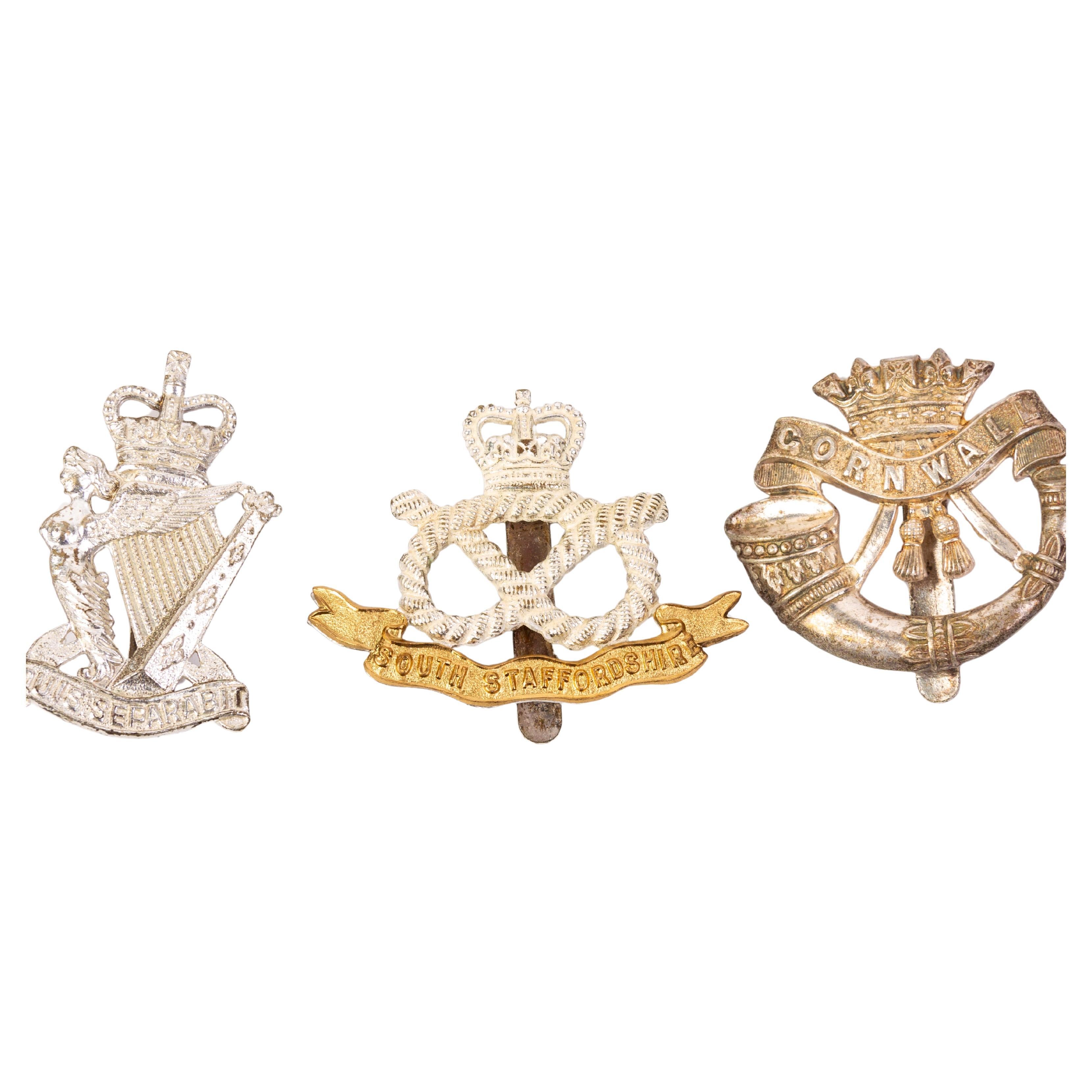 WWII British Infantry Regiment Cap Badges (x3) For Sale