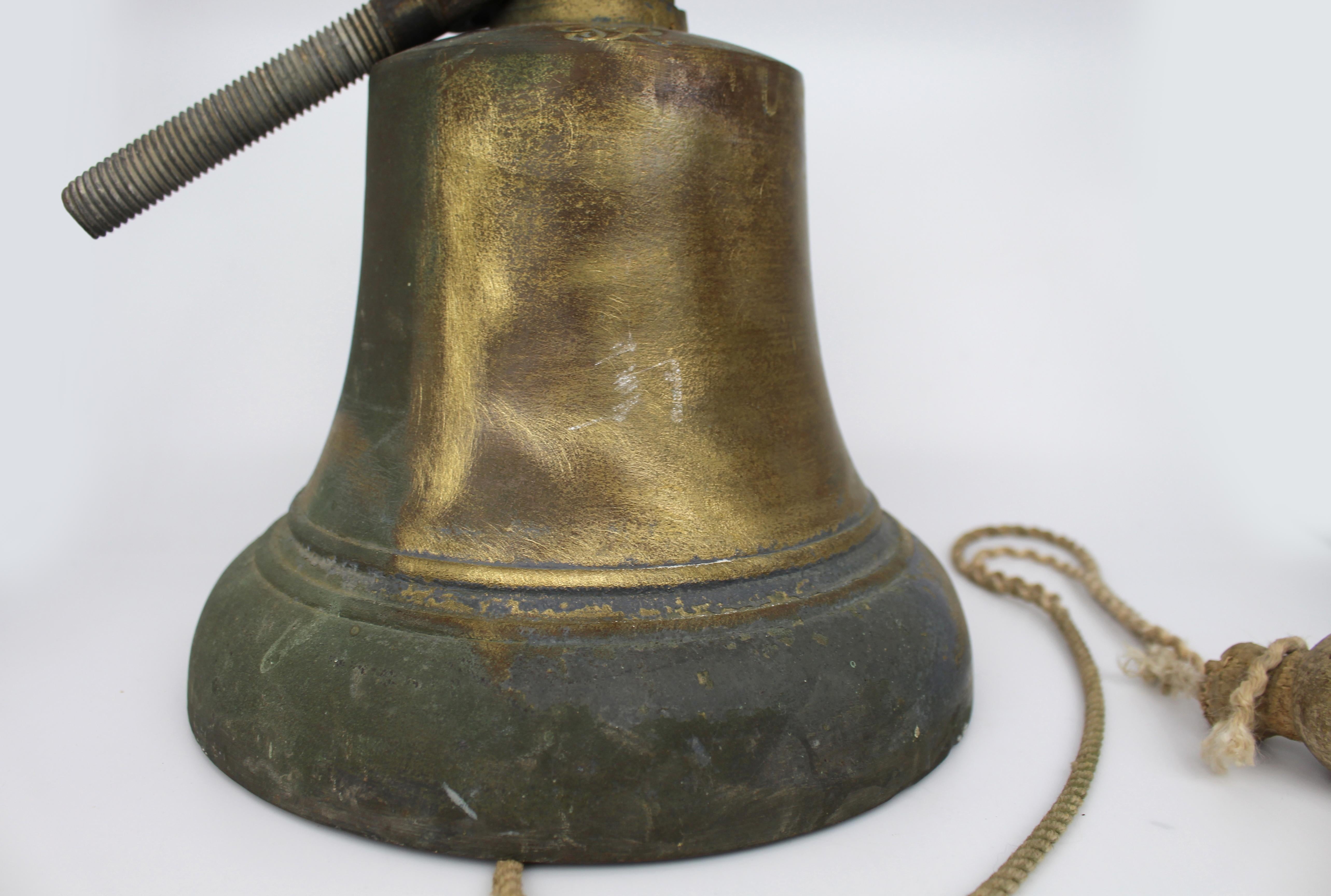 WWII-Era British Royal Navy Bronze Ship’s Bell, George VI Cipher, circa 1940s For Sale 1