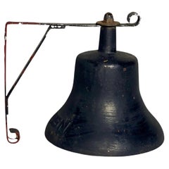 WWII Era U.S. Navy Cast Iron Ship Bell with Bracket