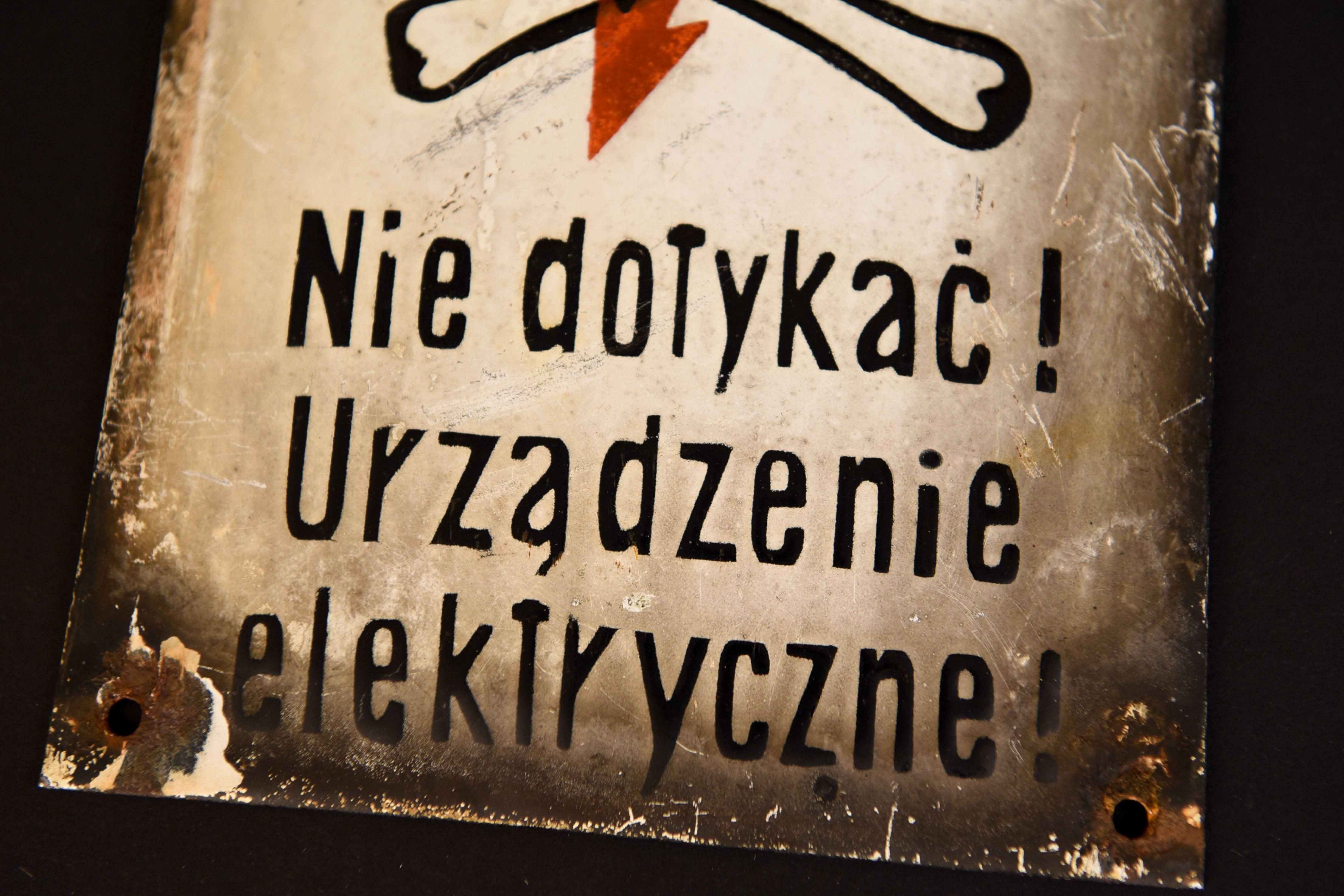 Polish WWII Era Warning High Voltage Sign