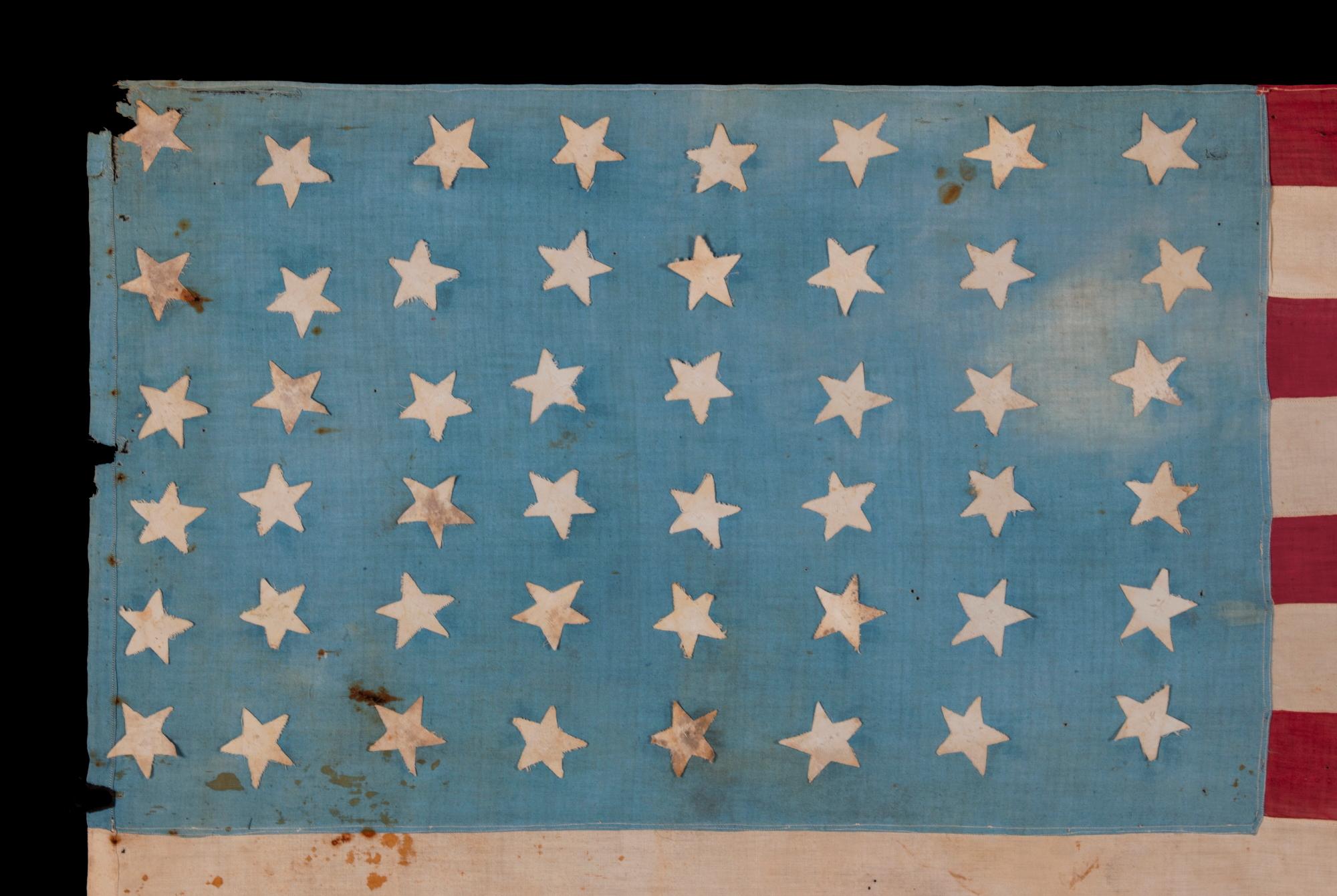 American WWII Liberation Flag with 48 Hastily Sewn Stars ca 1944