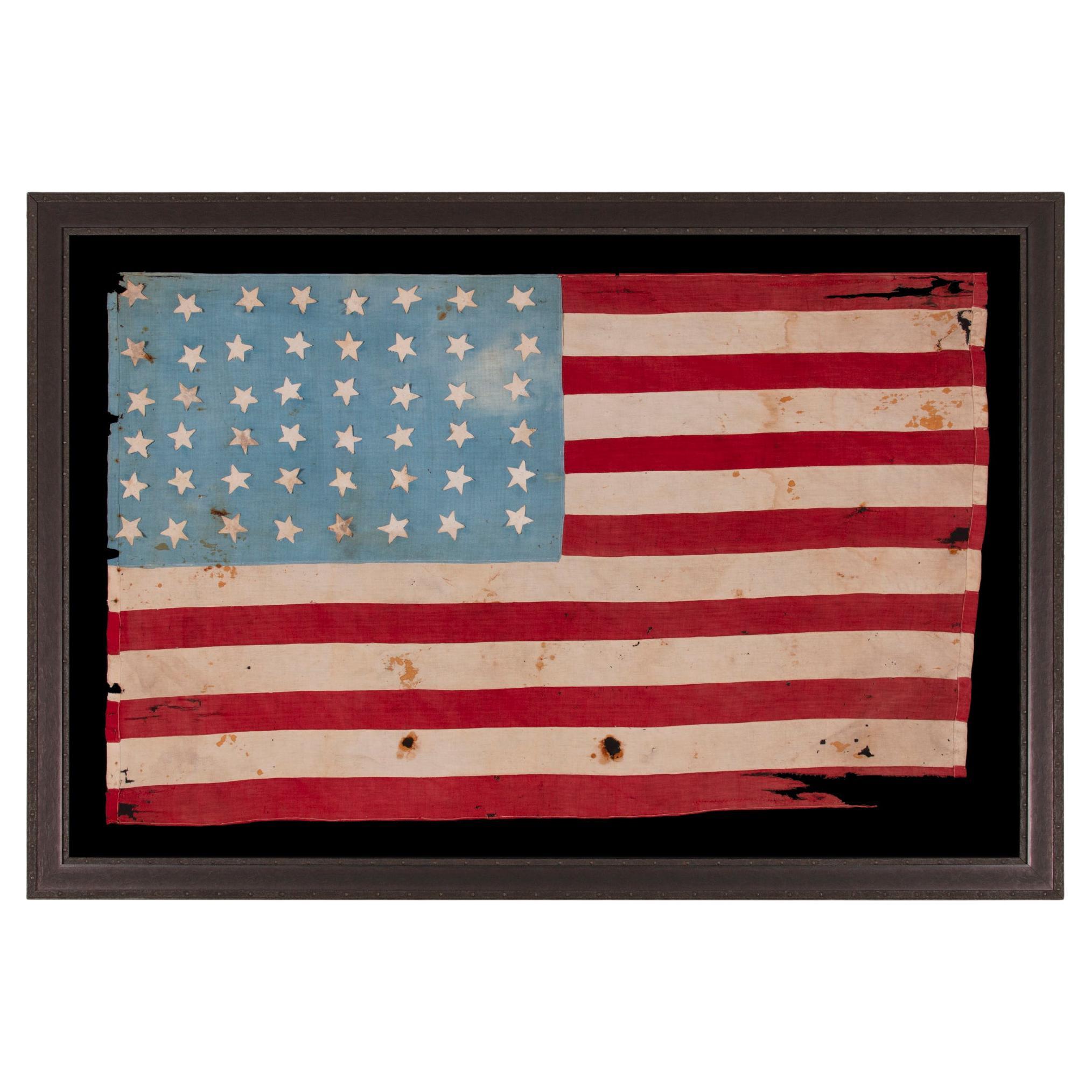 WWII Liberation Flag with 48 Hastily Sewn Stars ca 1944