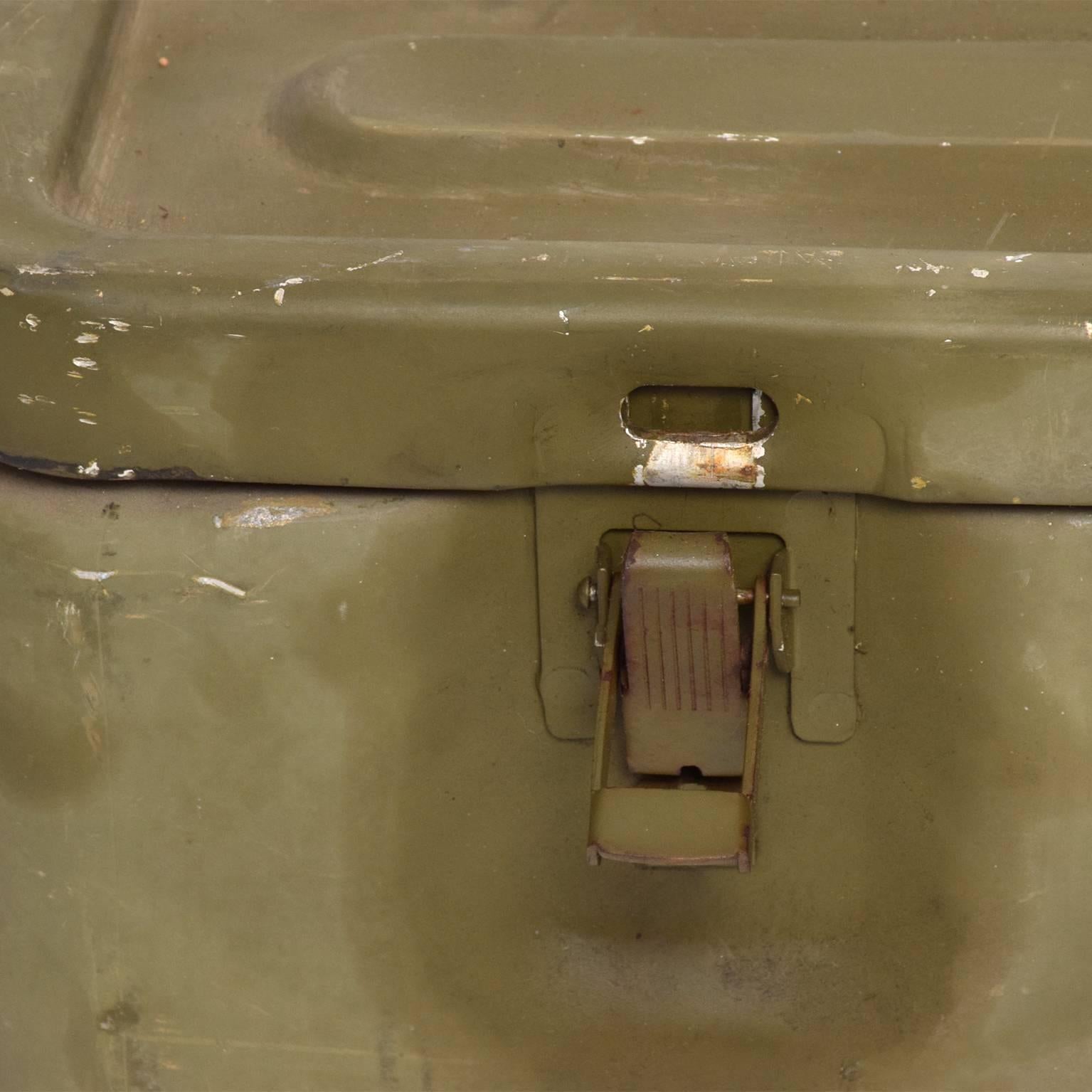 American WWII Military Aluminium Box Original Olive Green, Industrial, Midcentury Period