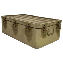 WWII Military Surplus Large Metal Latch Lock Box Aluminum Vintage in Army Green