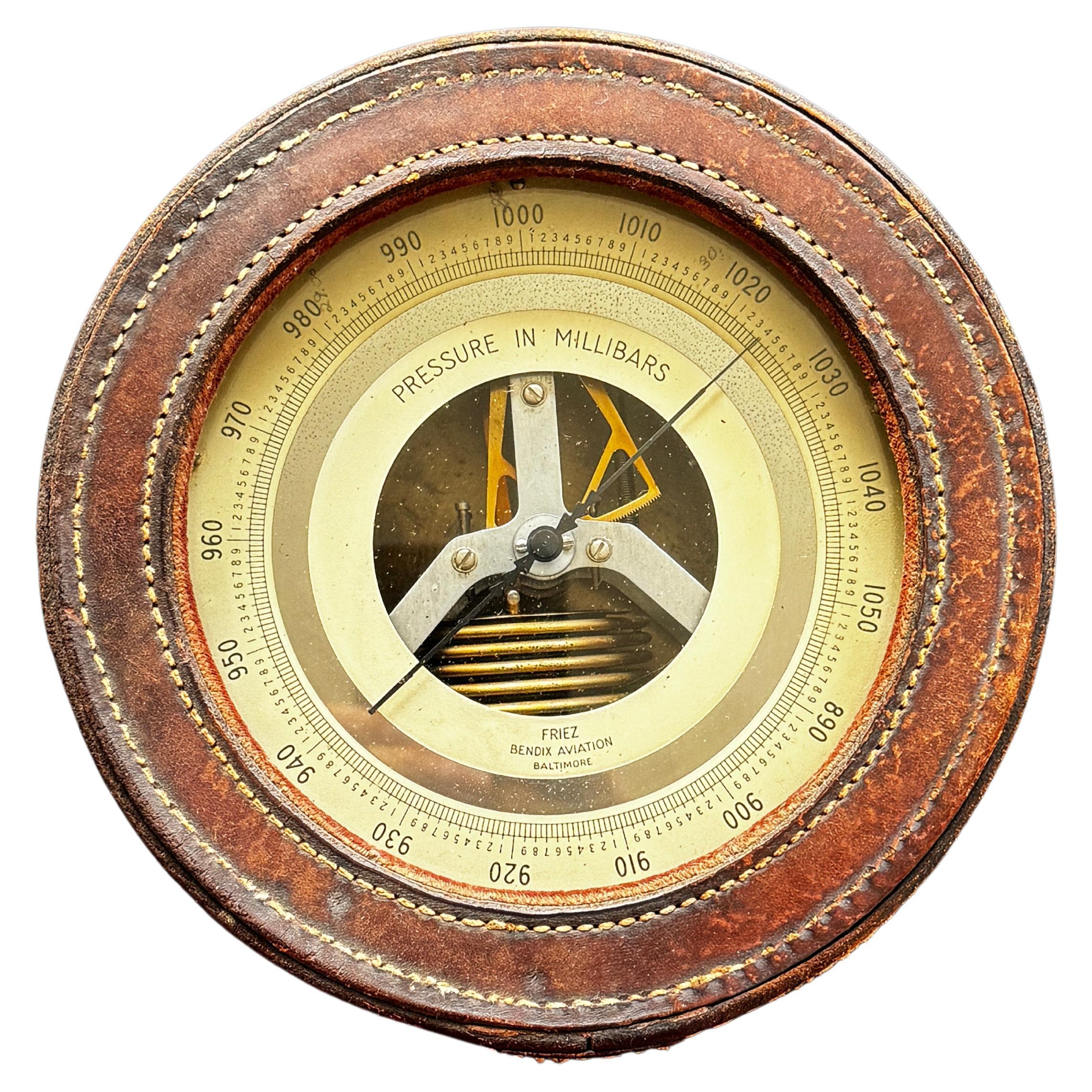 WWII Navy Fritz Bendix Aviation, Baltimore Barometer in Leather Case