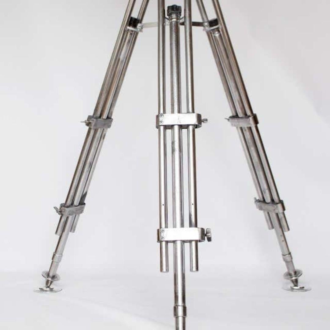 WWII Nikon Binoculars on Carl Zeiss Silver Polished tripod In Good Condition For Sale In Telluride, CO