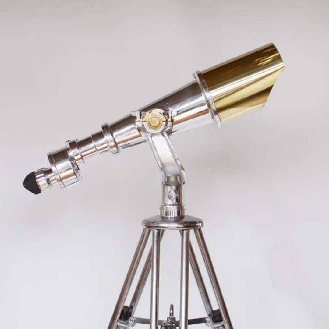 WWII Nikon Binoculars on Carl Zeiss Silver Polished tripod For Sale 1