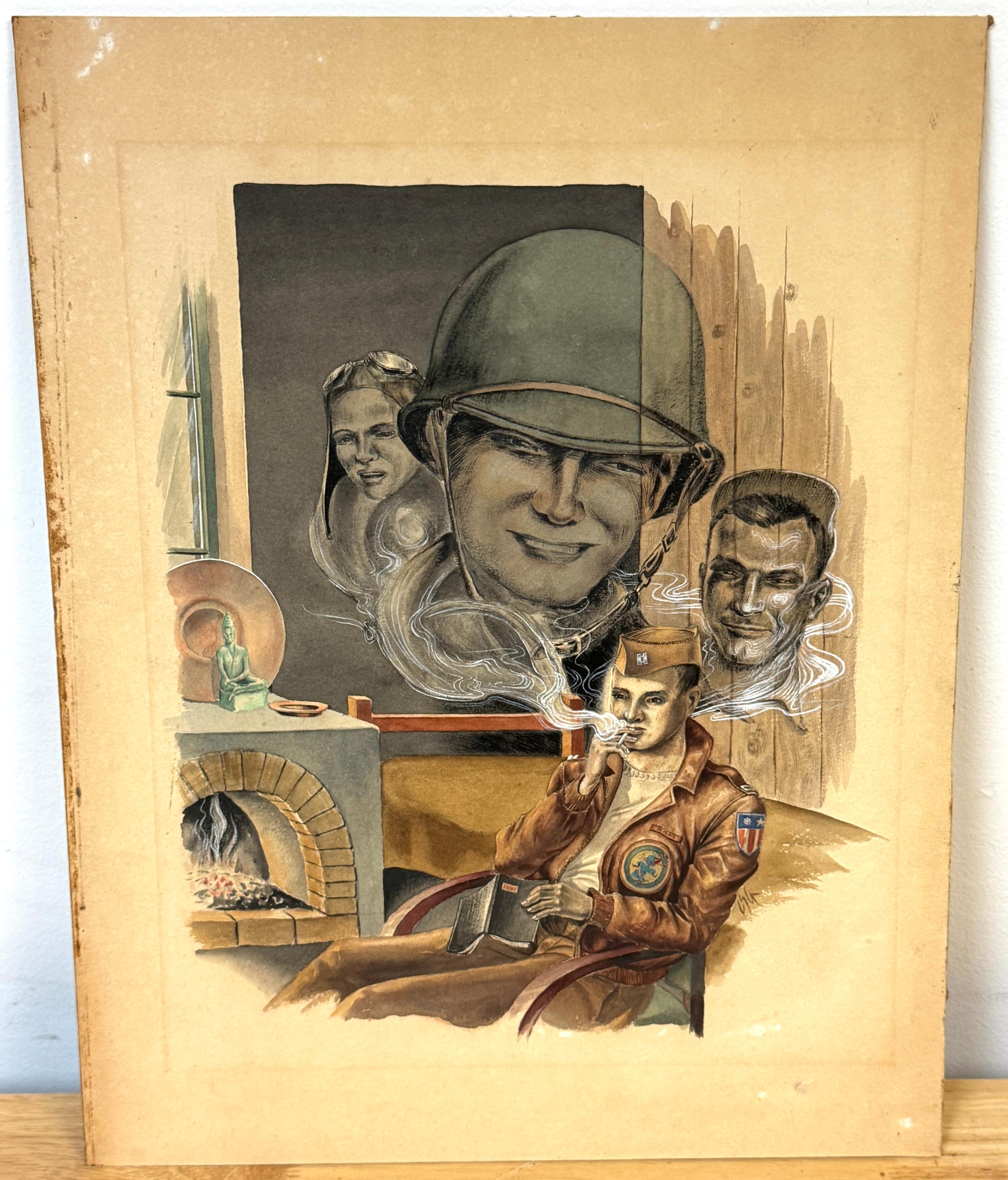 WWII Private Theater: Schwuler amerikanischer Soldat in der Reflexion (Moderne) im Angebot