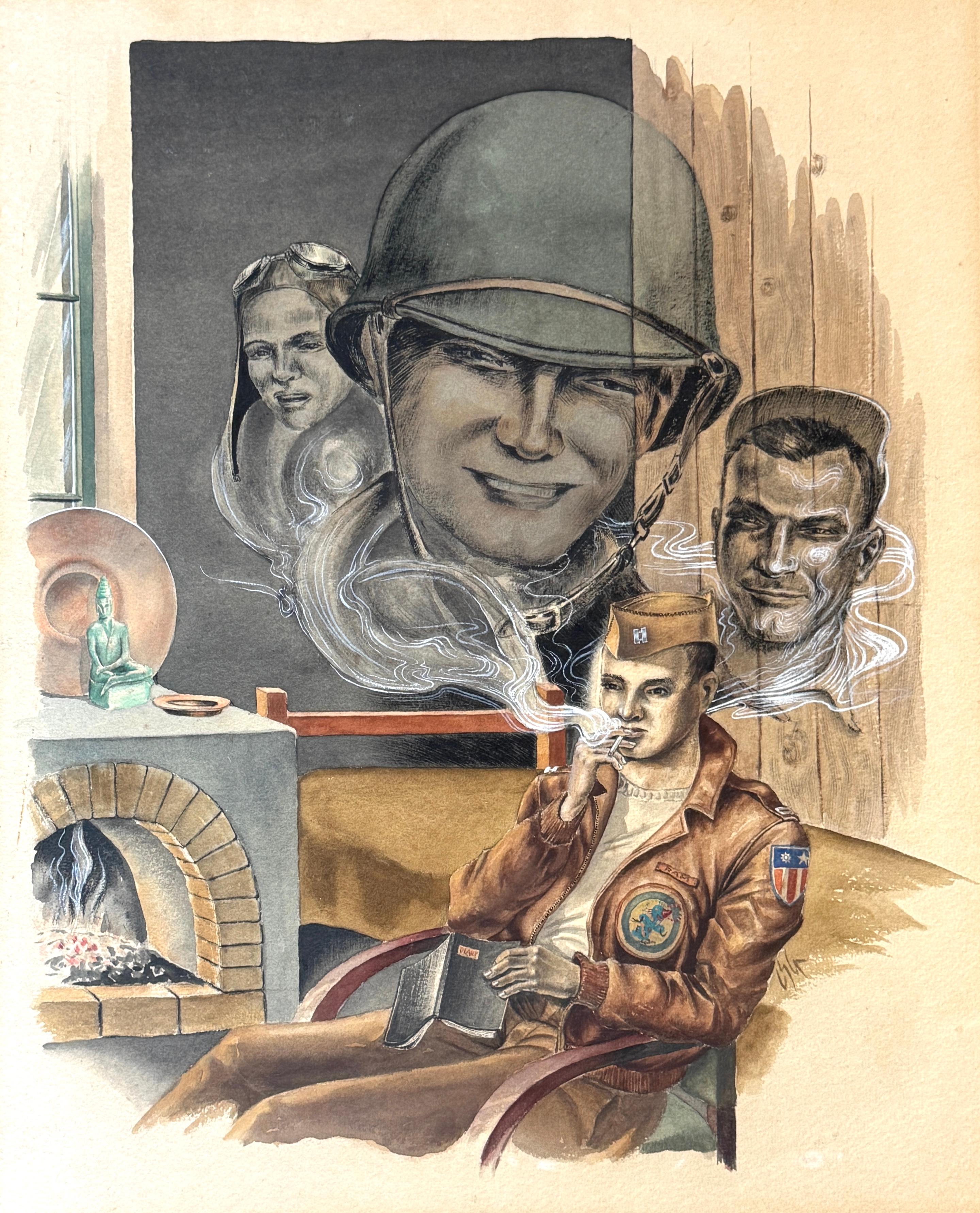 WWII Private Theater: Schwuler amerikanischer Soldat in der Reflexion (20. Jahrhundert) im Angebot