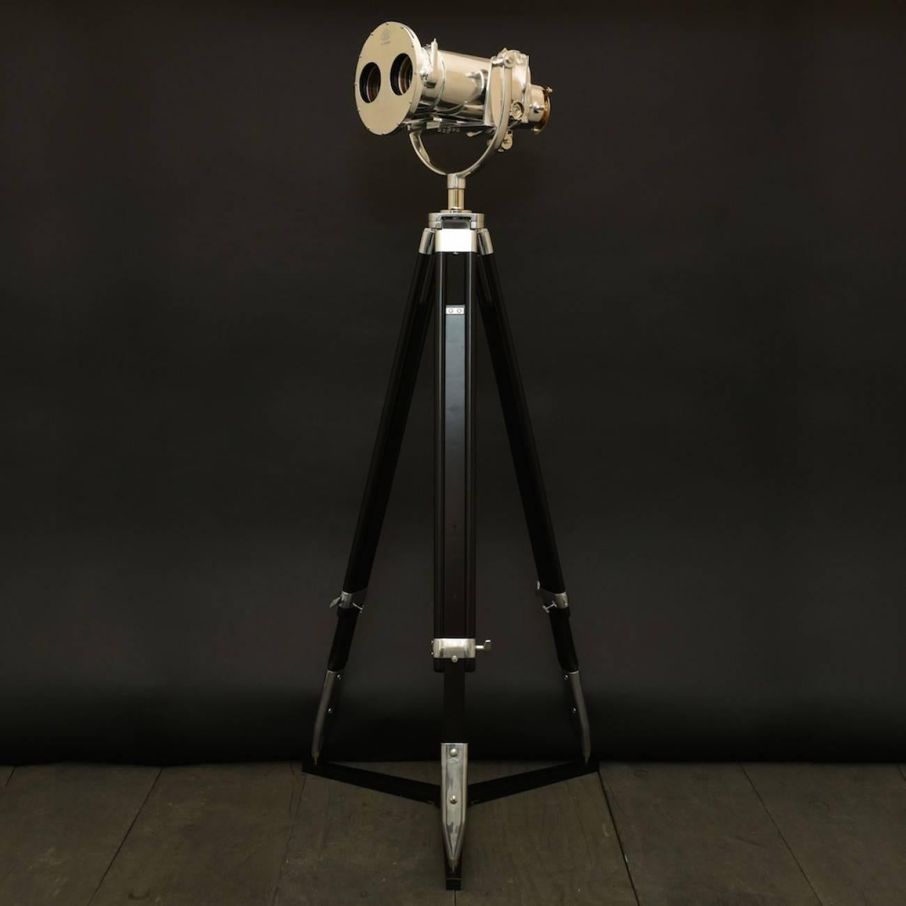 A splendid naval binocular gunsight with 10 power magnification and 70mm lenses by Ross of London, circa 1940. Has integrated mechanism with three different filters to enhance the image in different light conditions and external dark filters that