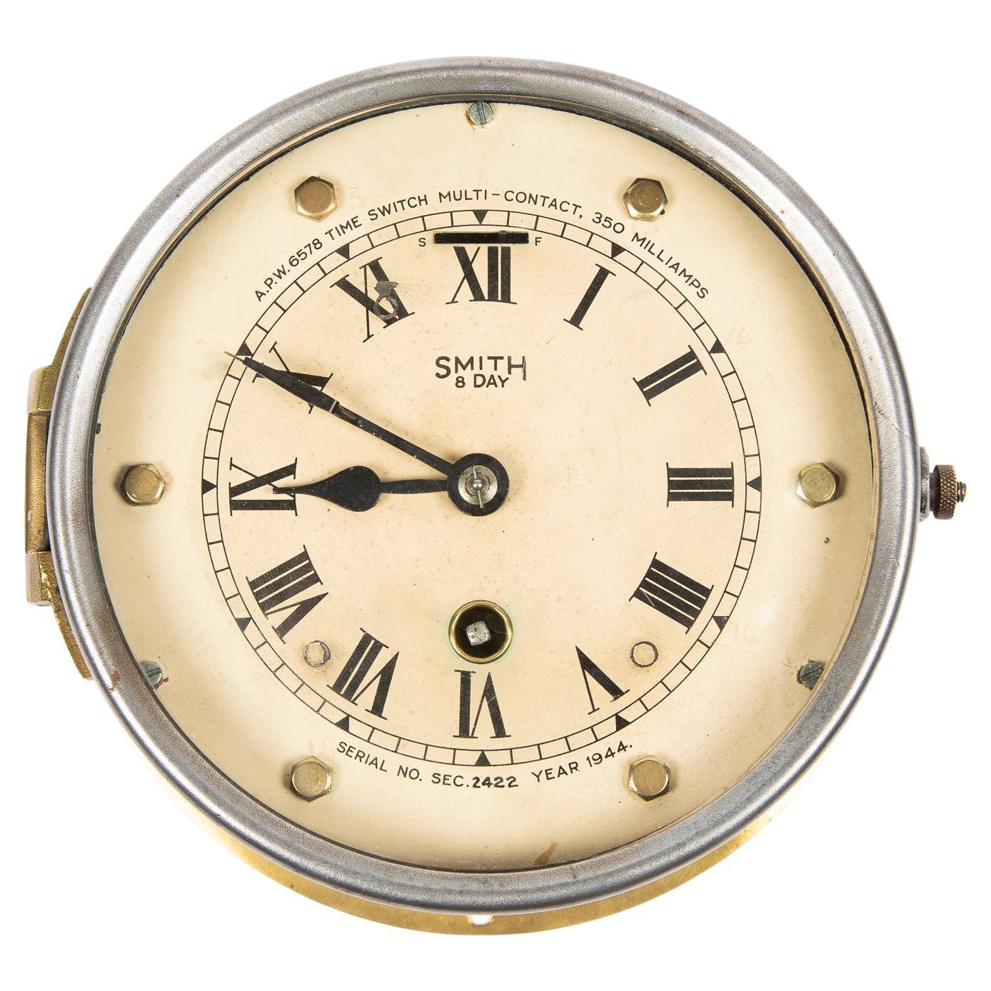 WWII Ship's Bulkhead Zig-Zag Clock by Smith's of London