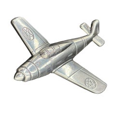 WWII Sweetheart P-47 Thunderbolt Fighter Airplane Brooch Silver Tone