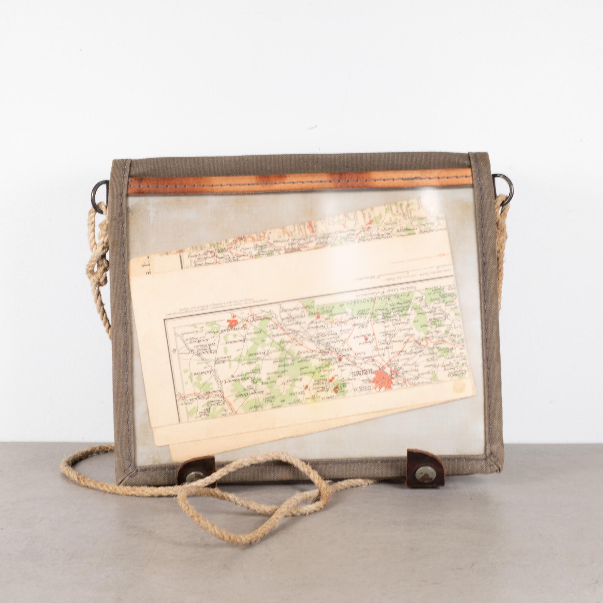 Industrial WWII Swiss Army Canvas Map Bag c.1940 (FREE SHIPPING) For Sale