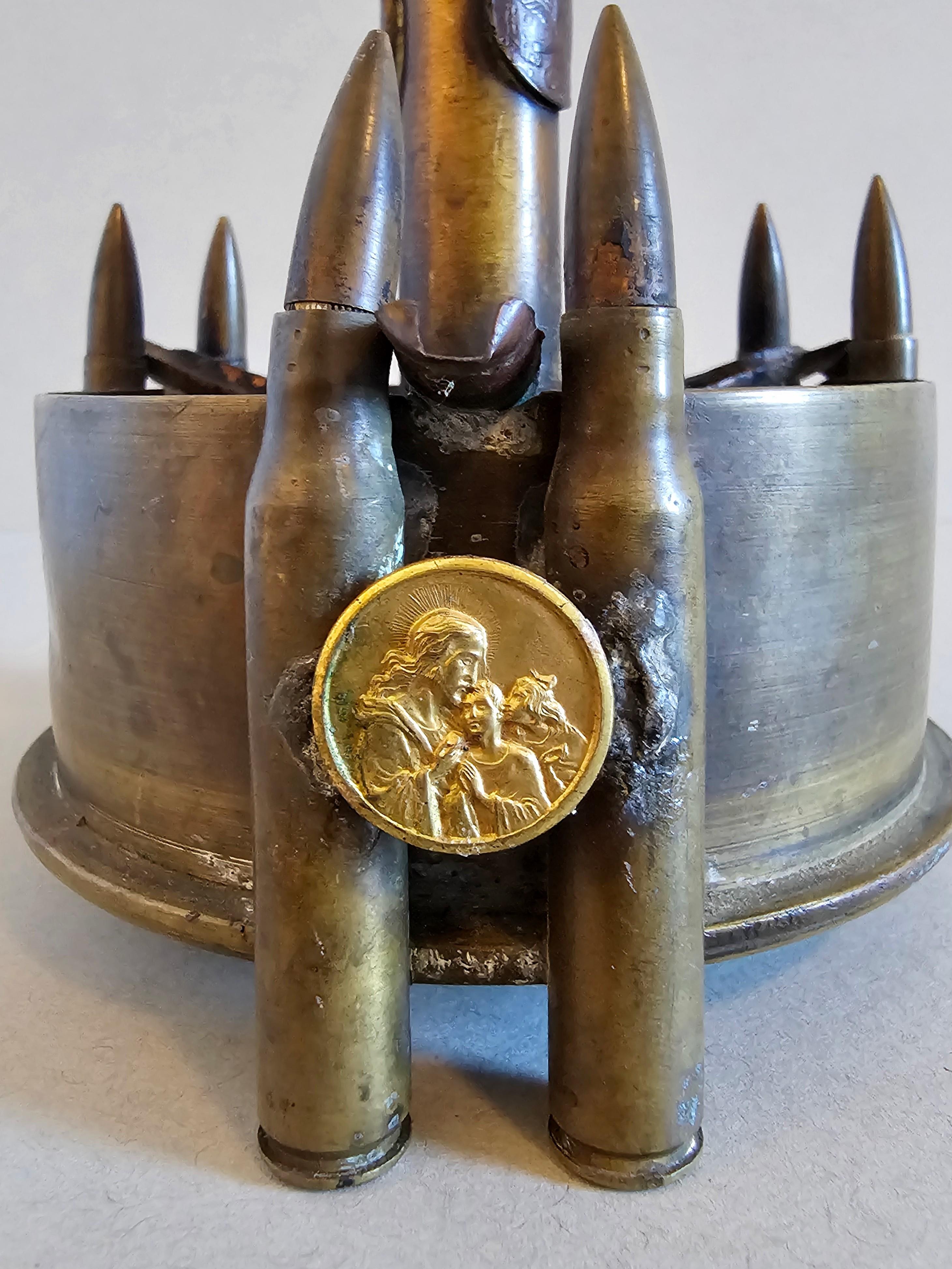 WWII Trench Art Artillery Shell Bullet Coin Ashtray  en vente 3