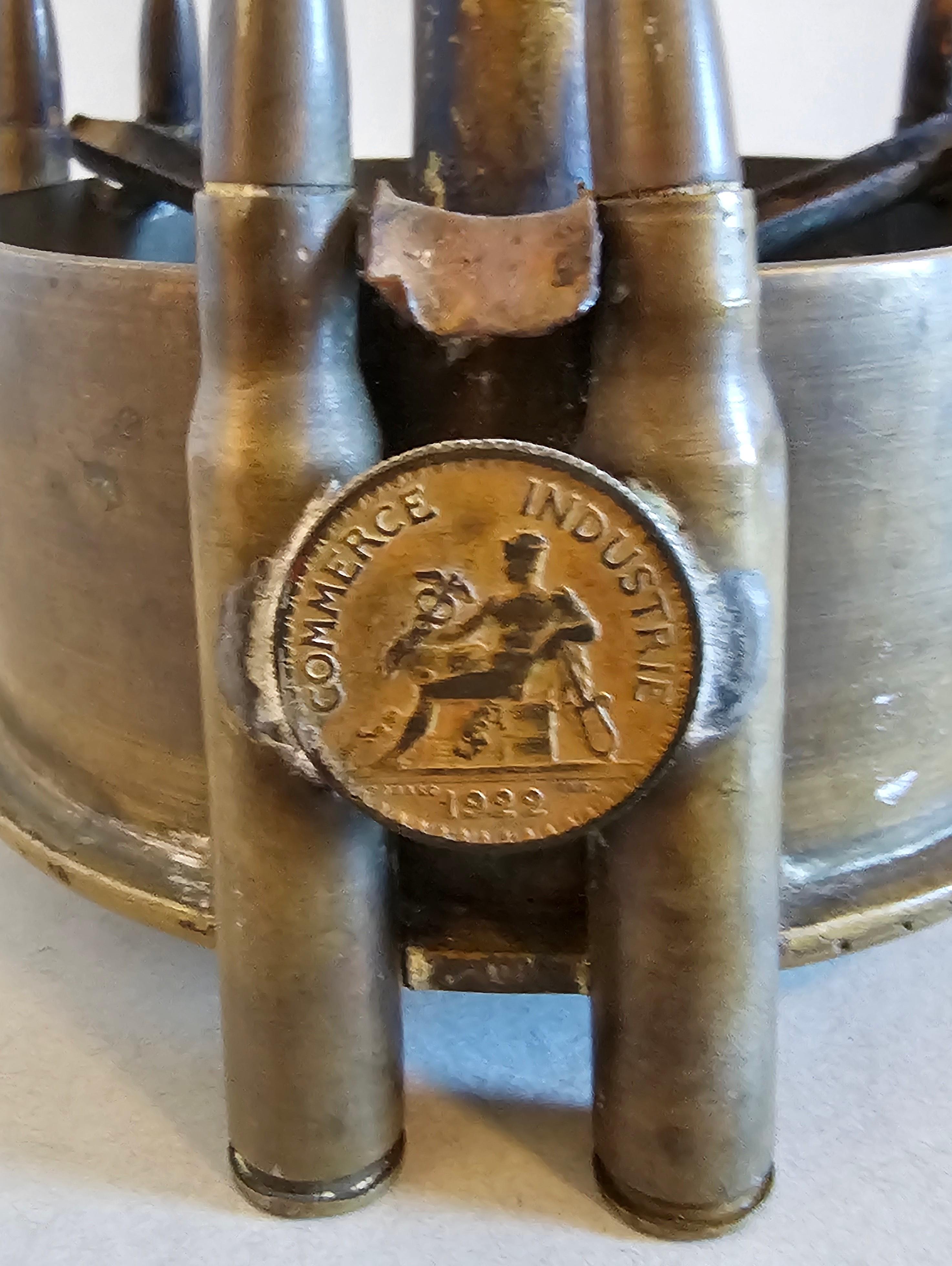 WWII Trench Art Artillery Shell Bullet Coin Ashtray  en vente 5