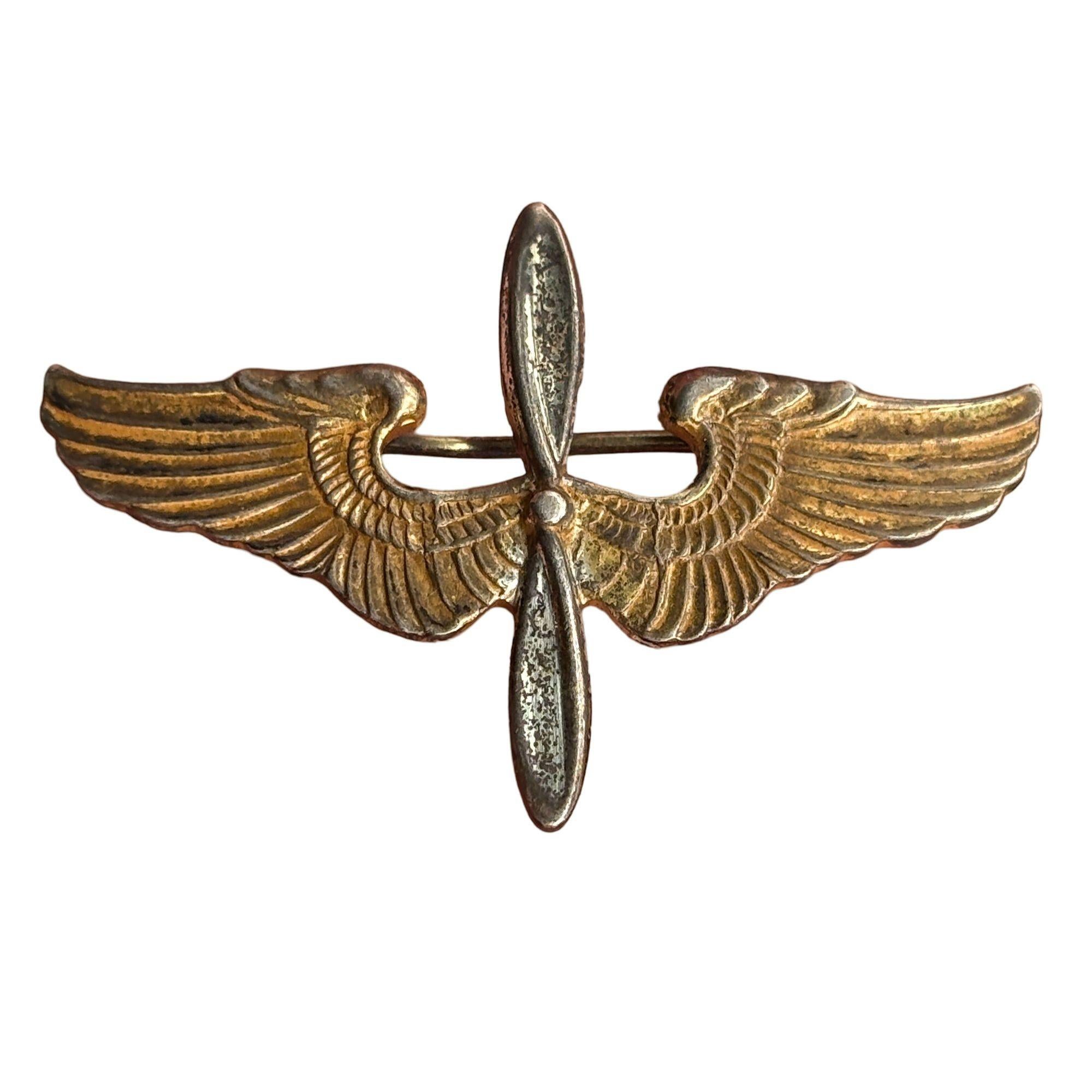 Mid-Century Modern WWII US Army Air Corps Cadet Sterling Silver Badge Pin by Meyer For Sale
