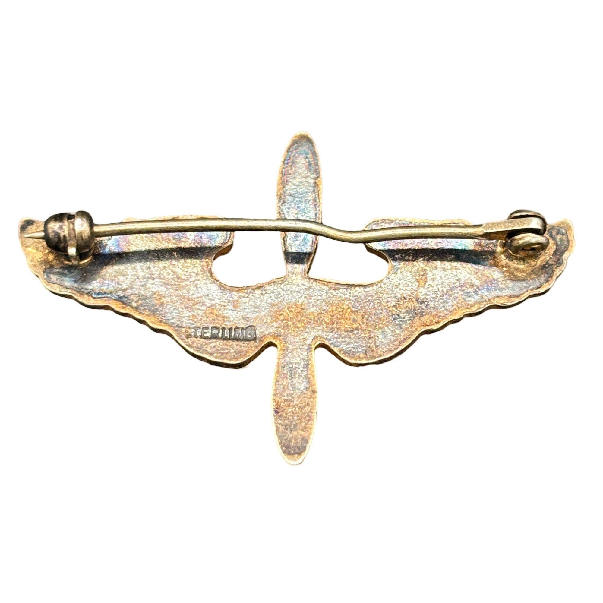 American WWII US Army Air Corps Cadet Sterling Silver Badge Pin by Meyer For Sale