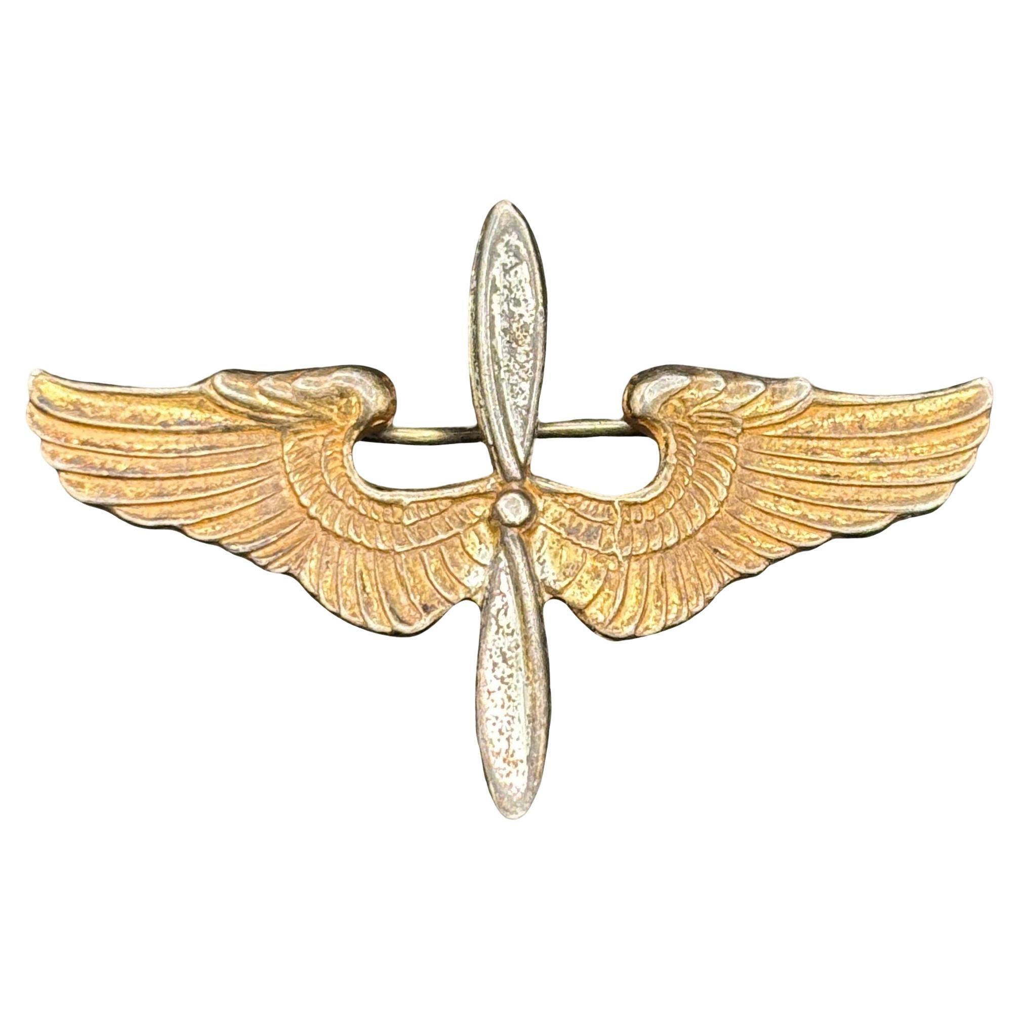 WWII US Army Air Corps Cadet Sterling Silver Badge Pin by Meyer For Sale