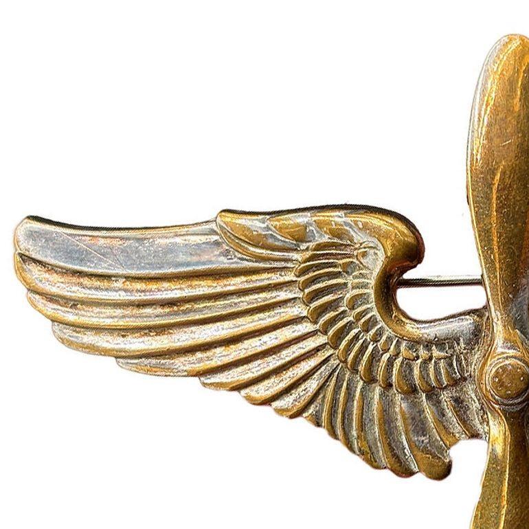 Mid-Century moderno Spilla d'argento della WWII USA Air Corps Force Sterling Silver Badge di Meyer in vendita