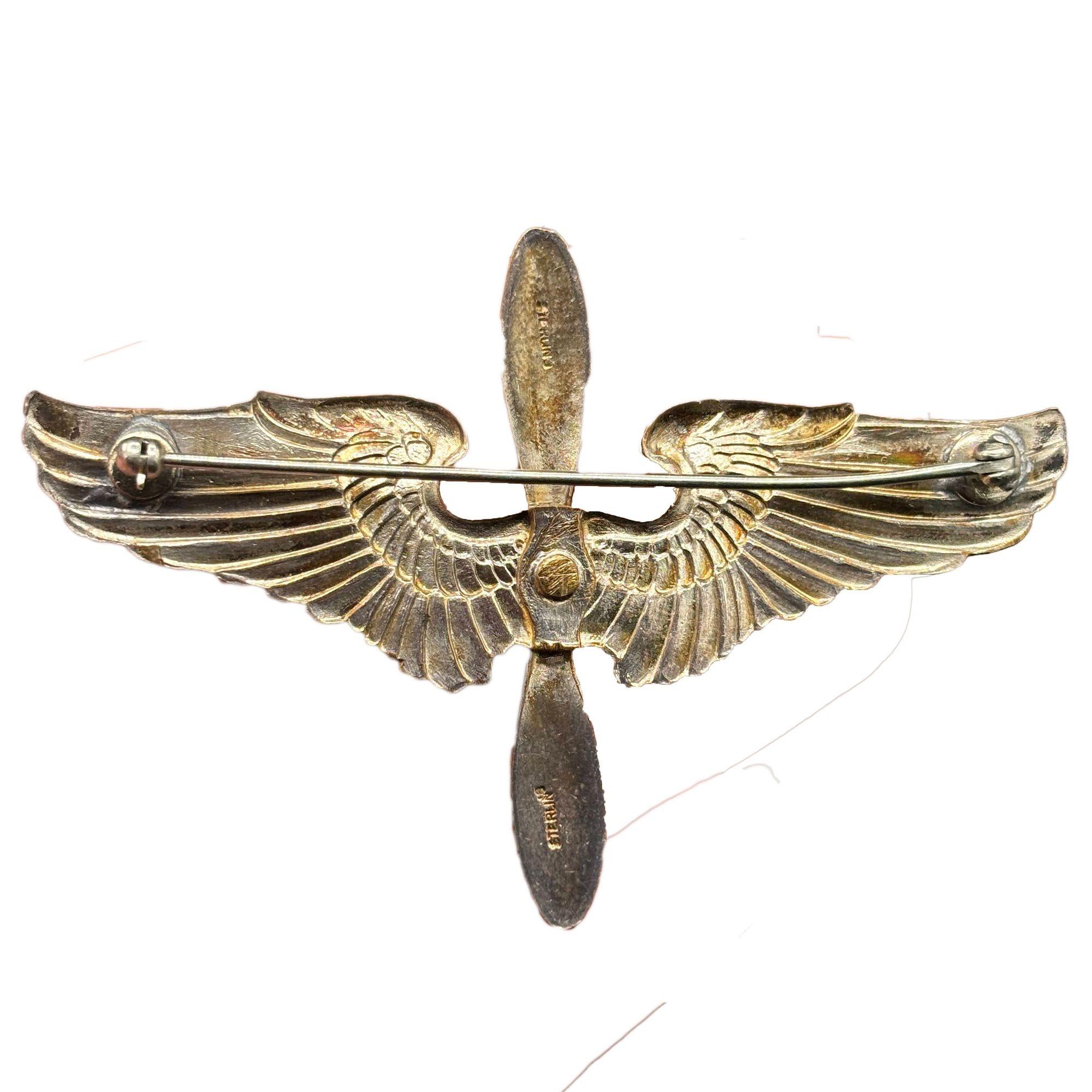 Argento Spilla d'argento della WWII USA Air Corps Force Sterling Silver Badge di Meyer in vendita