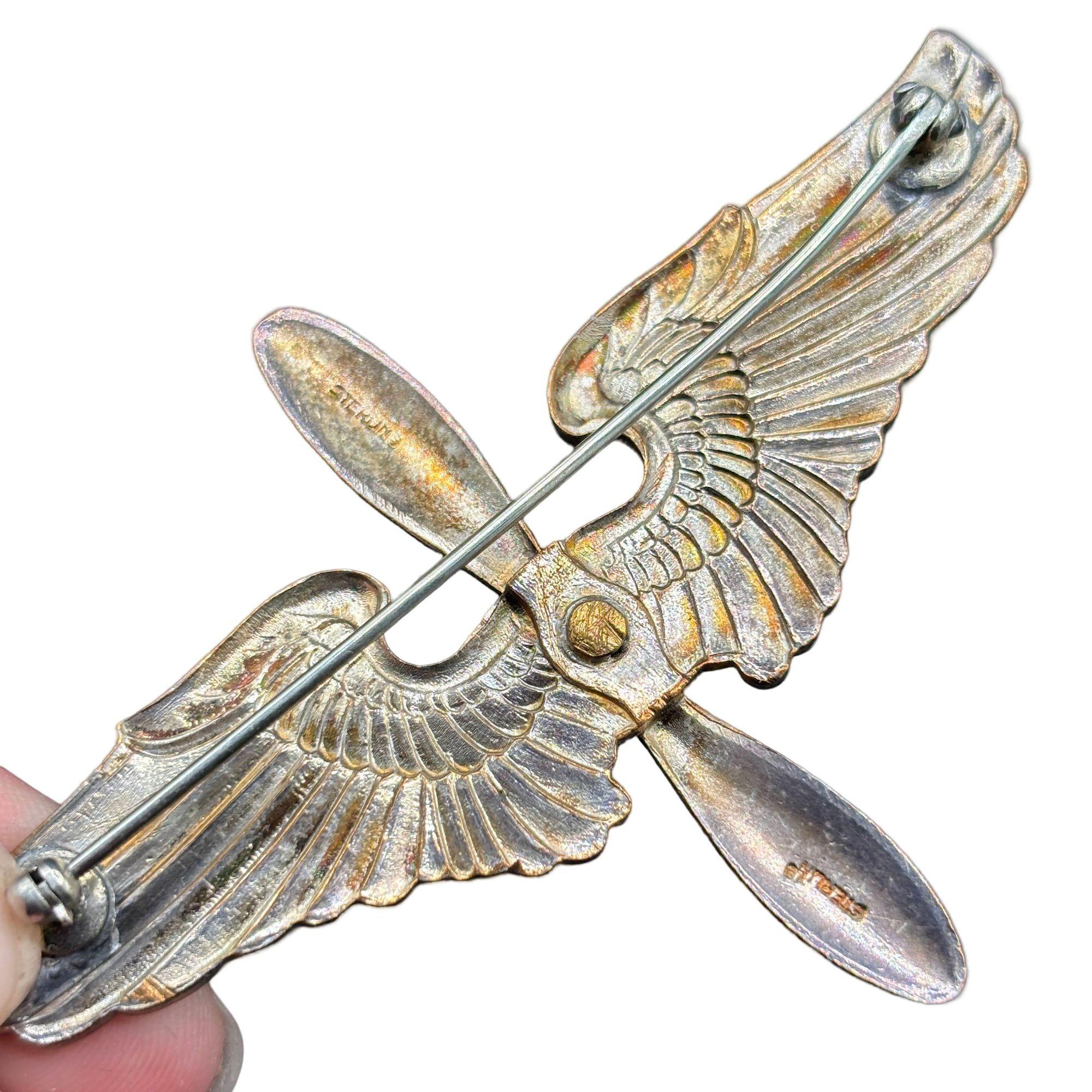 Spilla d'argento della WWII USA Air Corps Force Sterling Silver Badge di Meyer in vendita 1