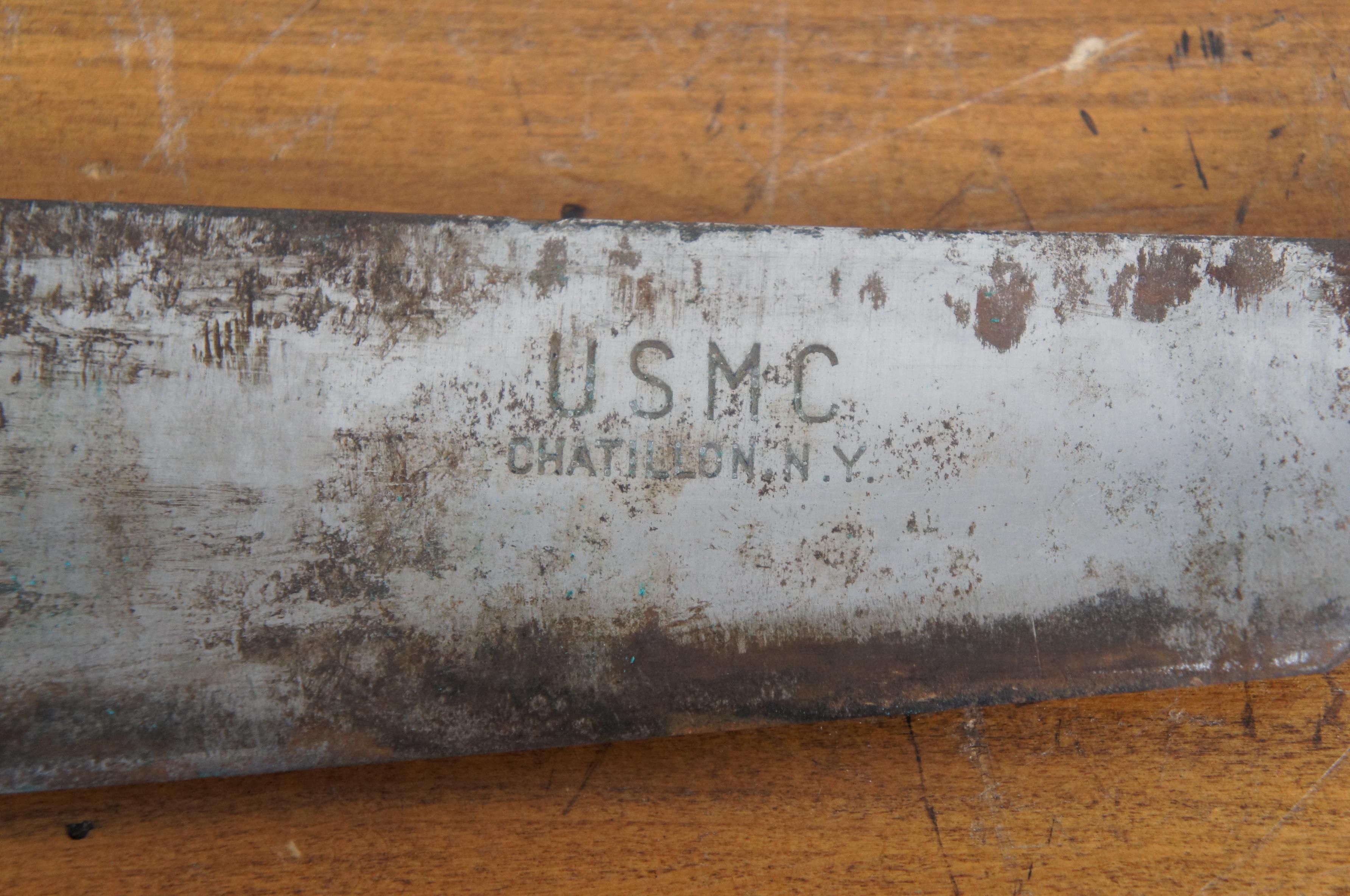WWII USMC Boyt 44 Marine Medical Corps Machete Bolo Knife Chatillion NY 17