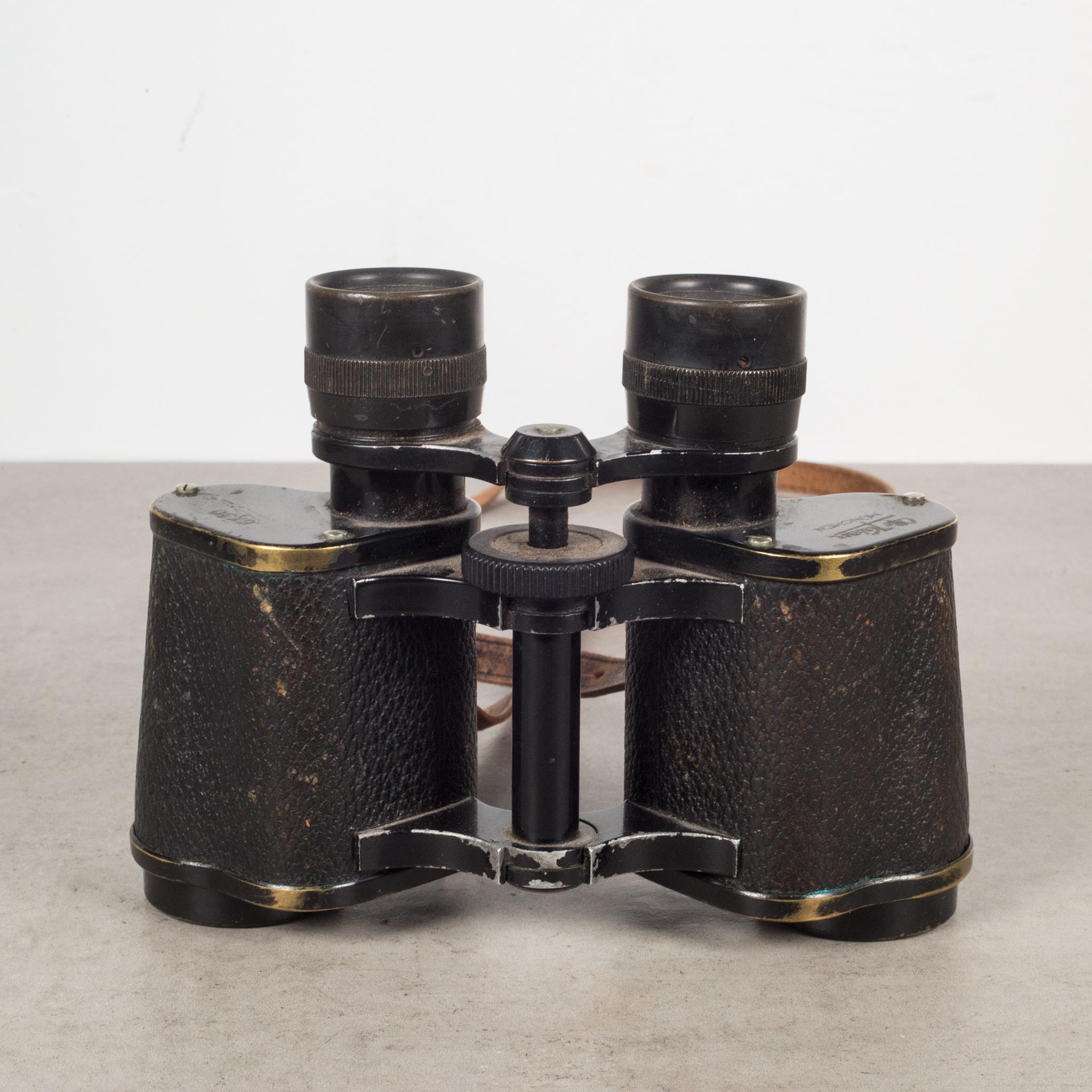 About

World War ll era leather wrapped and brass German military binoculars with original leather strap. The objective lenses are 30mm in diameter and their optics are good. The frame is a metal with brass plate and the barrels are covered in