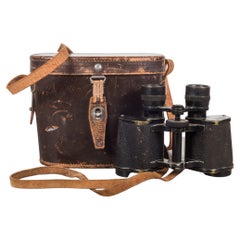 Antique WWll German Military Binoculars and Leather Case, c.1940