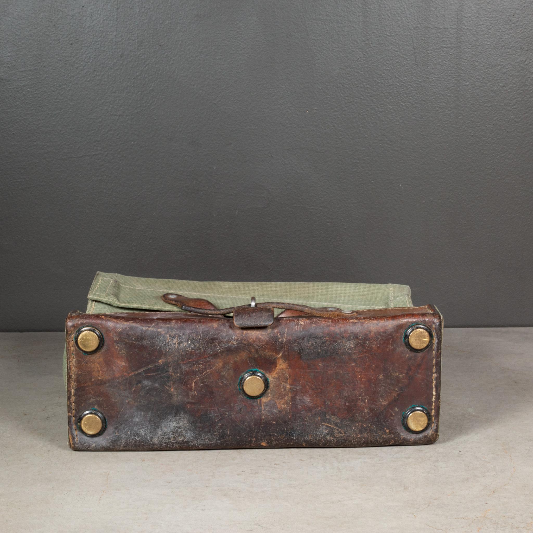 WWll Swiss Army Medic Supply Leather and Canvas Carrying Case c.1940 In Good Condition In San Francisco, CA