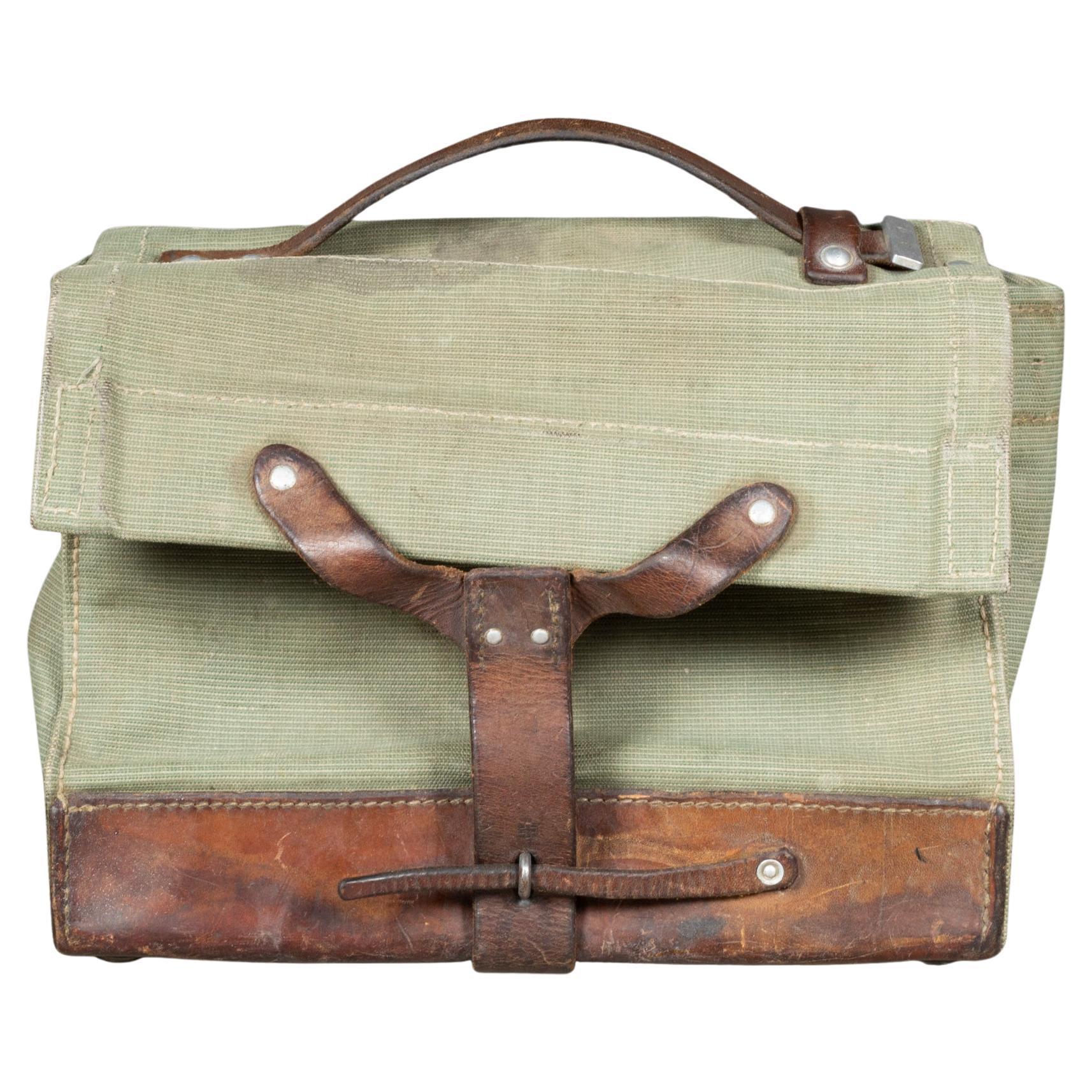 WWll Swiss Army Medic Supply Leather and Canvas Carrying Case c.1940